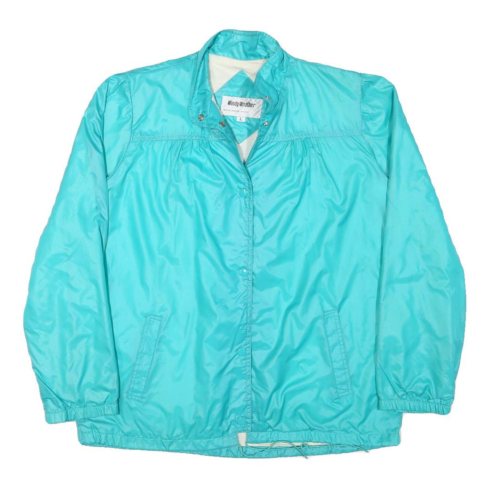 WINDY WEATHER Womens Turquoise Plain Button Jacket L Polyester Blend Lightweight Refurbished - N/A refurbished available on Cerqular