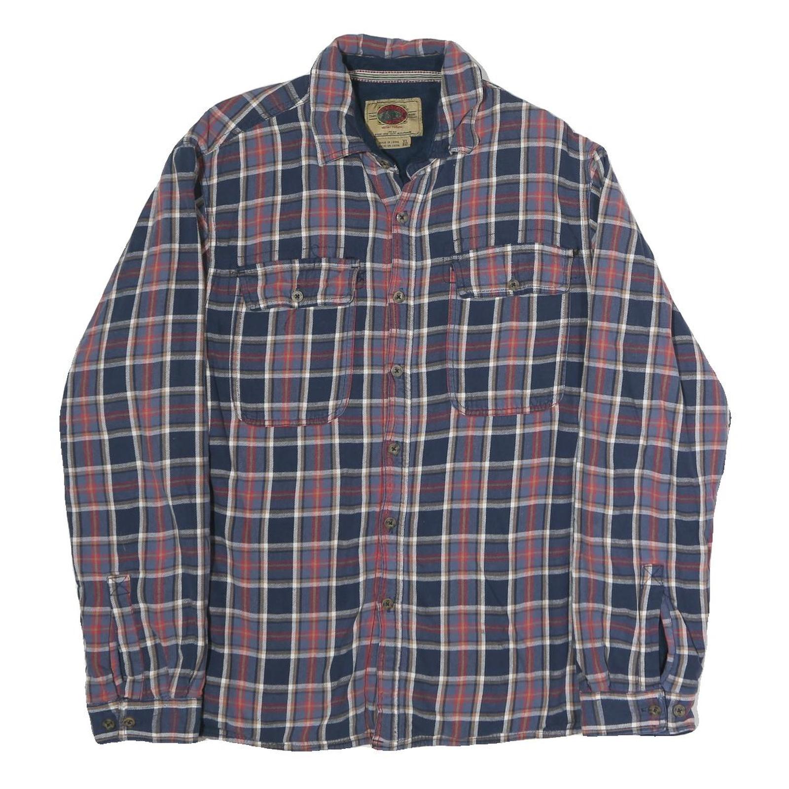 BOSTON Mens Blue & Red Check Shirt XL Cotton Long Sleeve Casual Plaid Refurbished - N/A refurbished available on Cerqular
