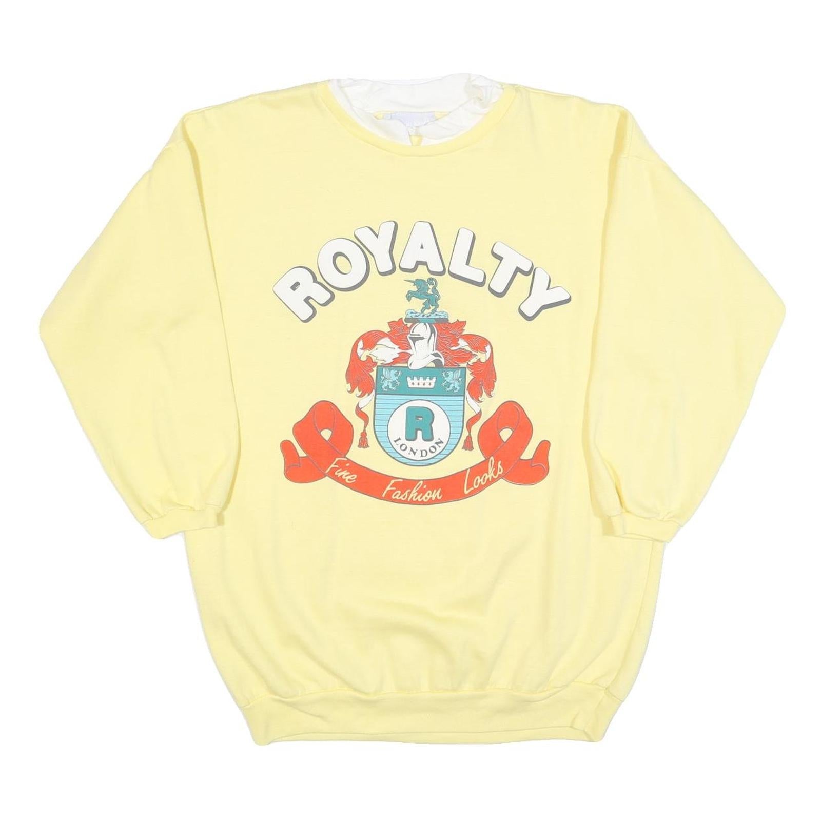 KARAS KLOSET Womens Yellow Sweatshirt Royalty Crest M Cotton Blend Crew Neck Refurbished - N/A refurbished available on Cerqular
