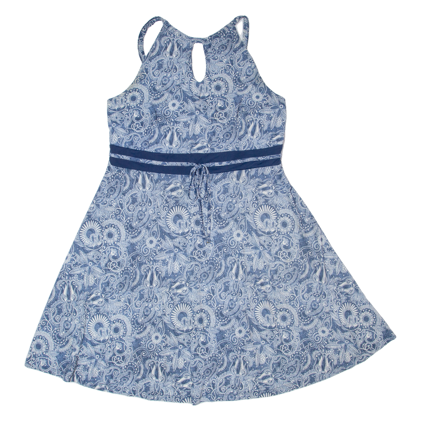 M SQUITOS Womens Fit & Flare Dress Blue 90s Crazy Pattern Knee Length M Refurbished - N/A refurbished available on Cerqular