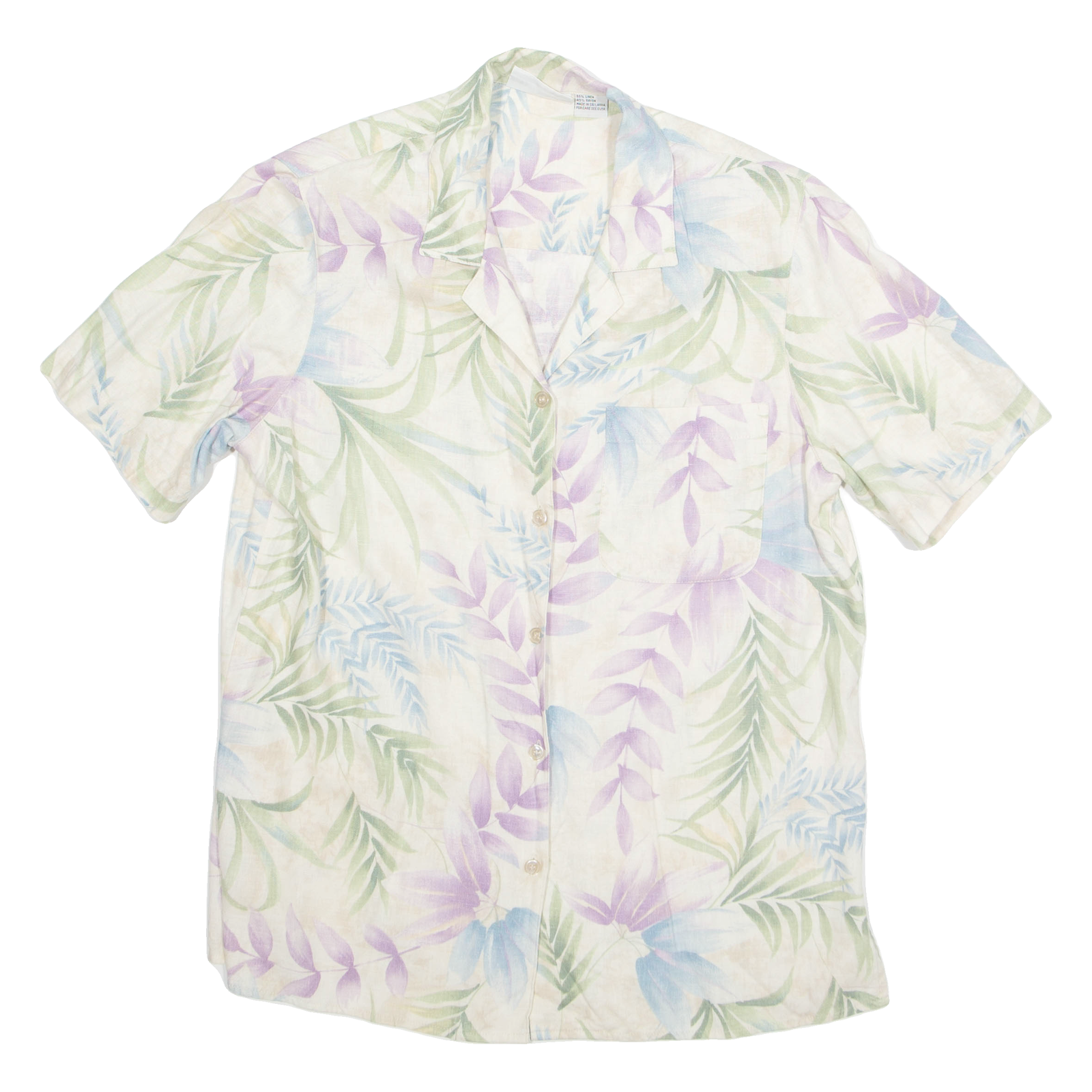 ALFRED DUNNER Womens Printed Shirt White Collared Linen Floral M Refurbished - N/A refurbished available on Cerqular