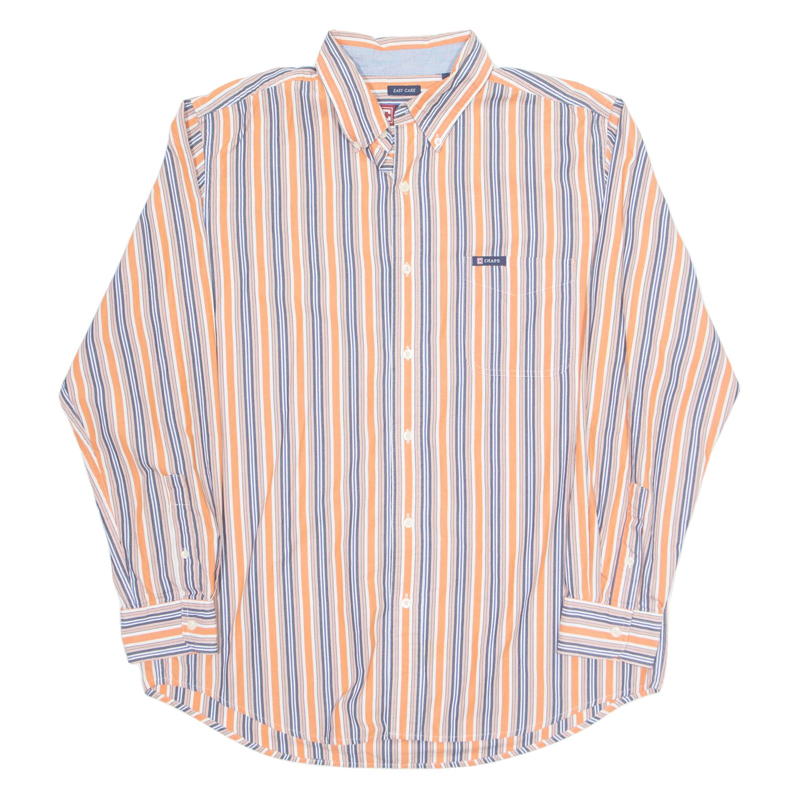 CHAPS Mens Shirt Orange Striped Long Sleeve L Refurbished - N/A refurbished available on Cerqular