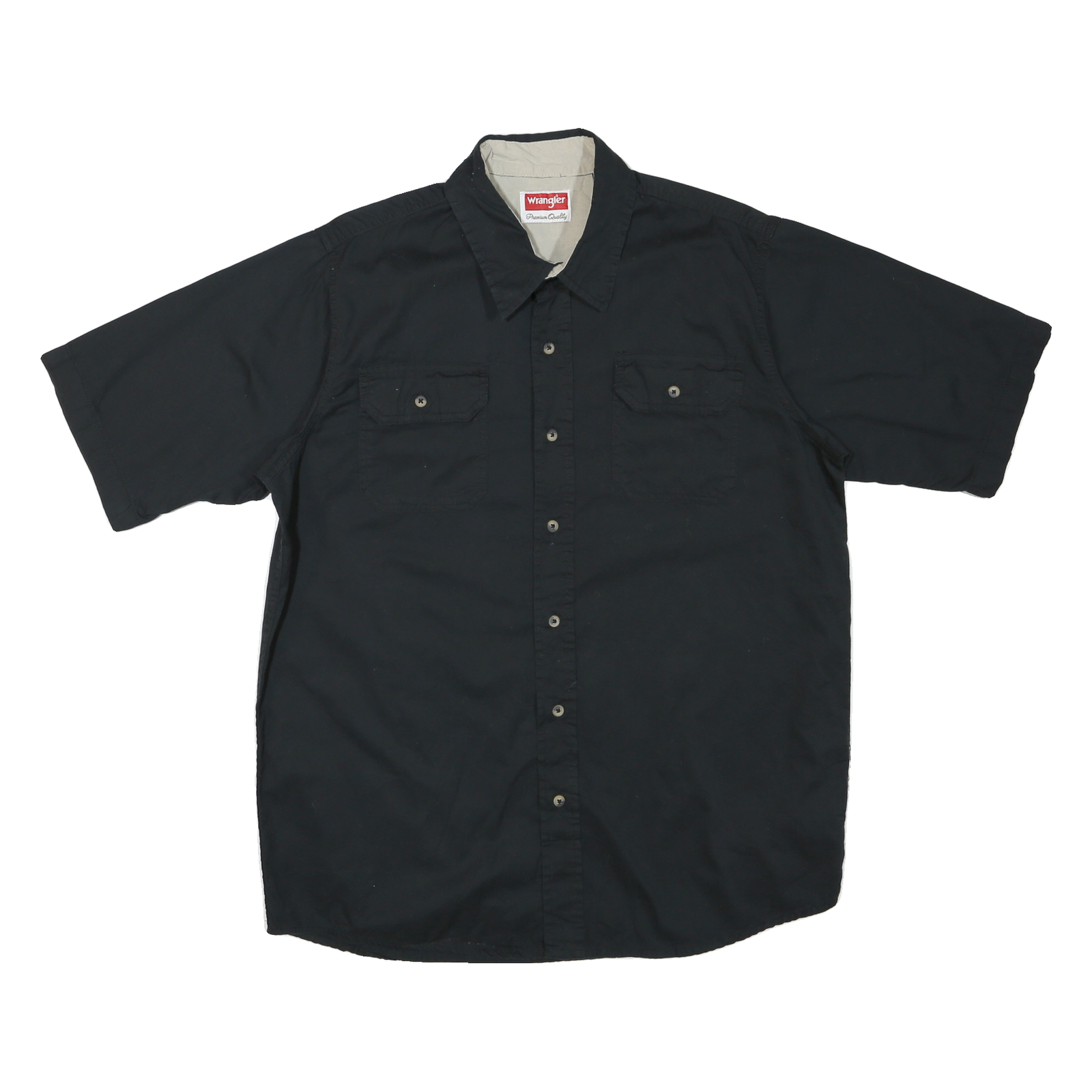 WRANGLER Mens Black Cotton Blend Short Sleeve Shirt L Casual Utility Workwear Refurbished - N/A refurbished available on Cerqular