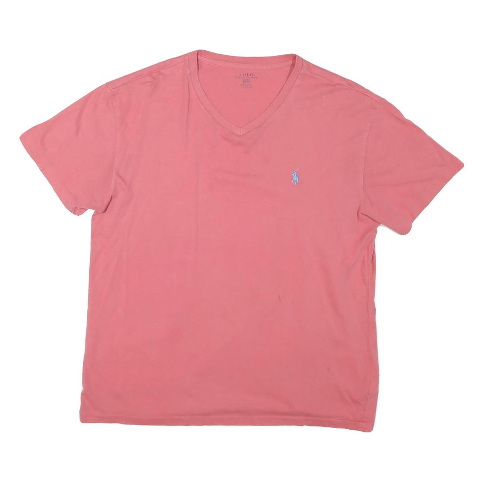 POLO RALPH LAUREN Mens Pink V-Neck T-Shirt M Cotton Blend Classic Fit Refurbished - N/A refurbished available on Cerqular