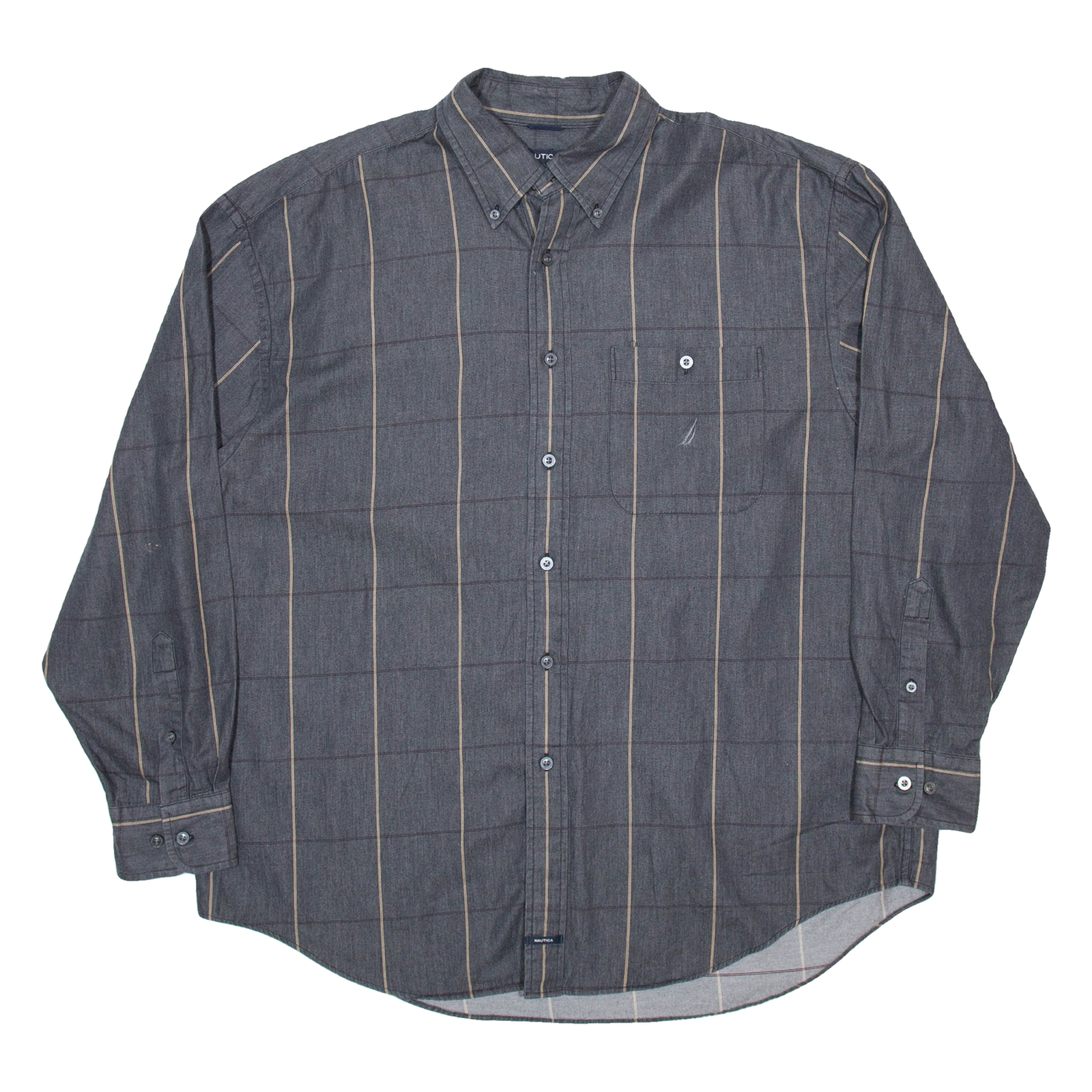 NAUTICA Mens Shirt Grey Pinstripe Long Sleeve XL Refurbished - N/A refurbished available on Cerqular