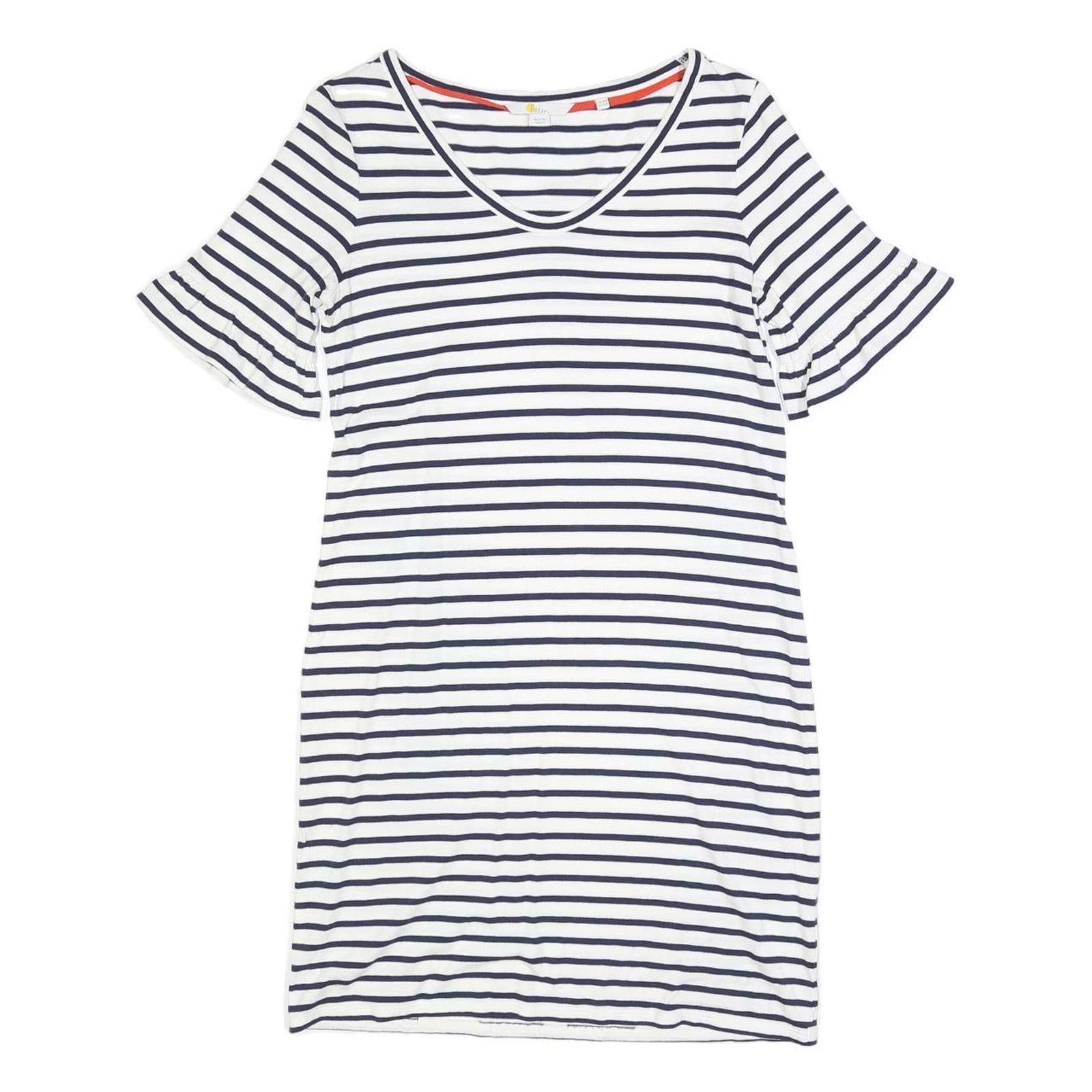 BODEN Womens White & Navy Stripe Day Jersey Short Sleeve Knee Length UK 8 Refurbished - N/A refurbished available on Cerqular