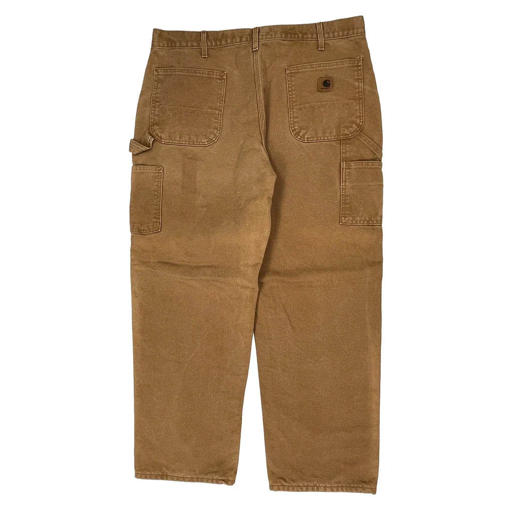 Carhartt Carpenter Trousers - 38W 30L Brown Cotton Refurbished - Thrifted (note: this is a term often used to describe second- refurbished available on Cerqular
