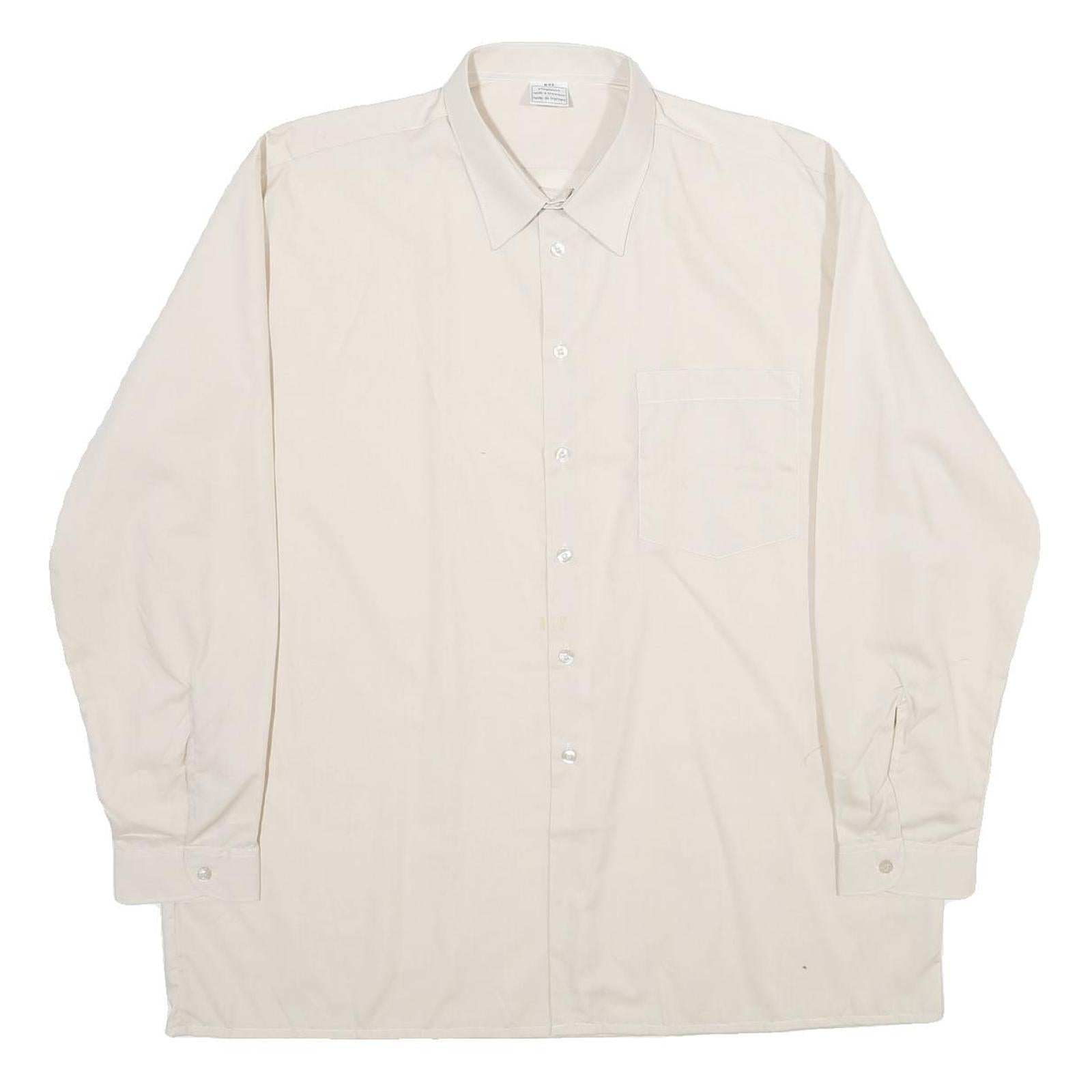 Mens Cream Plain Shirt 2XL Classic Long Sleeve Button Closure Smart Casual Refurbished - N/A refurbished available on Cerqular
