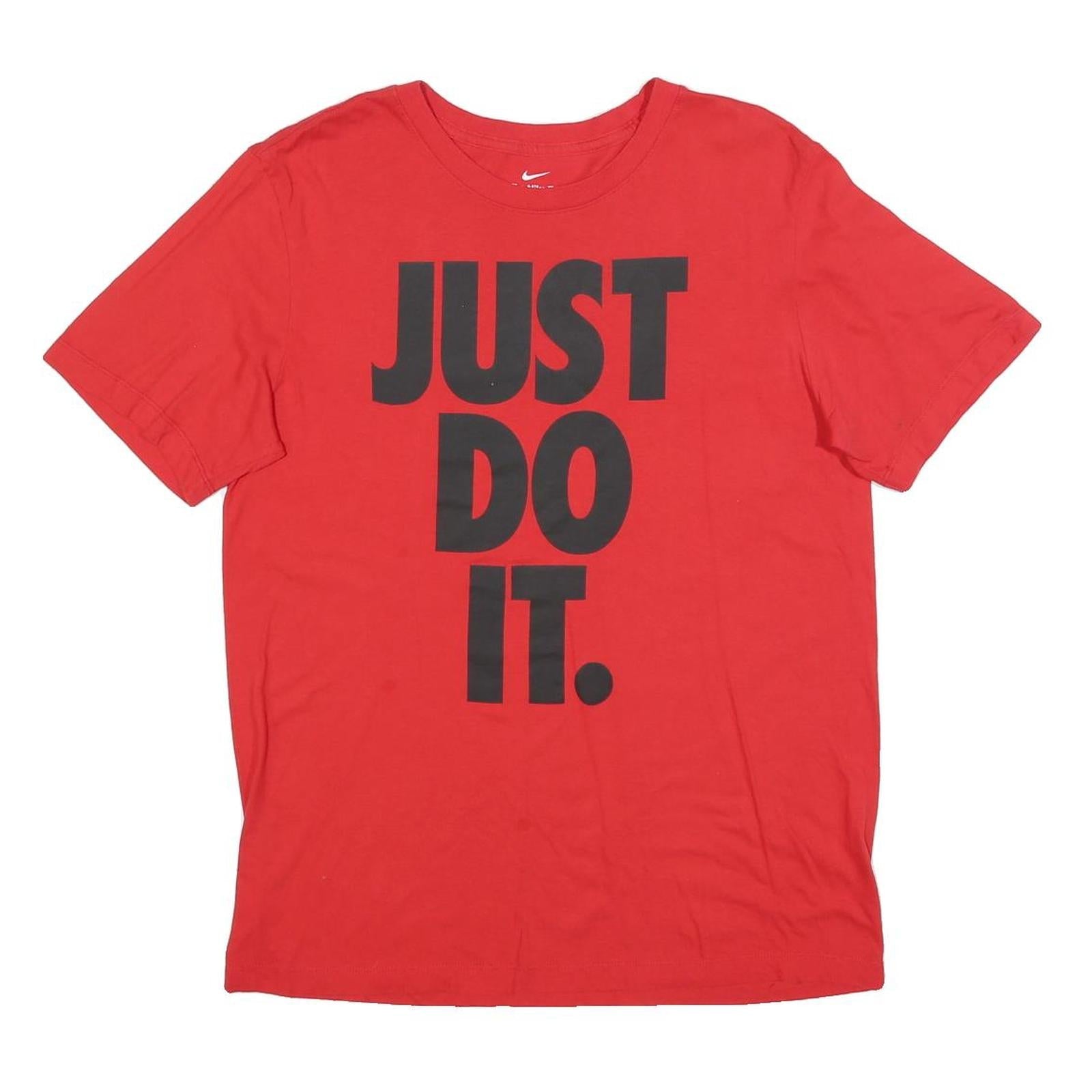 NIKE Mens Red Just Do It Graphic T-Shirt M Short Sleeve Crew Neck Cotton Refurbished - N/A refurbished available on Cerqular