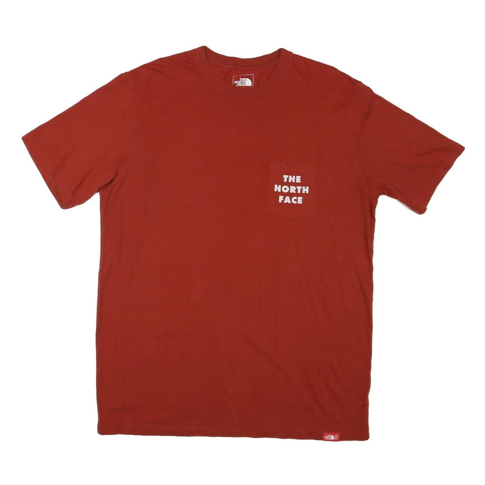 THE NORTH FACE Mens Red T-Shirt L Short Sleeve Crew Neck Cotton Blend Pocket Refurbished - N/A refurbished available on Cerqular