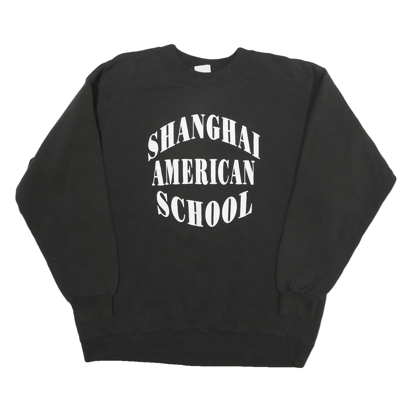 Mens Black Sweatshirt Shanghai American School Crew Neck L Cotton Blend Pullover Refurbished - N/A refurbished available on Cerqular