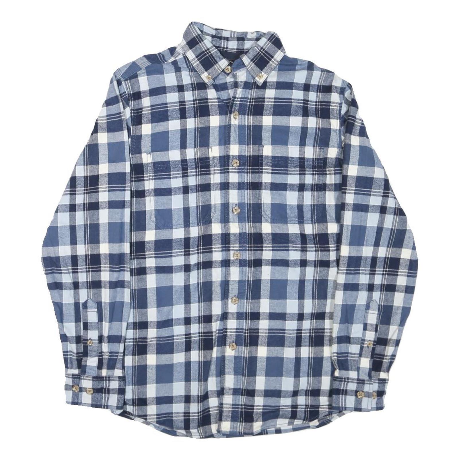 RIDGECUT Mens Blue & White Check Shirt S Cotton Blend Long Sleeve Button Collar Refurbished - N/A refurbished available on Cerqular