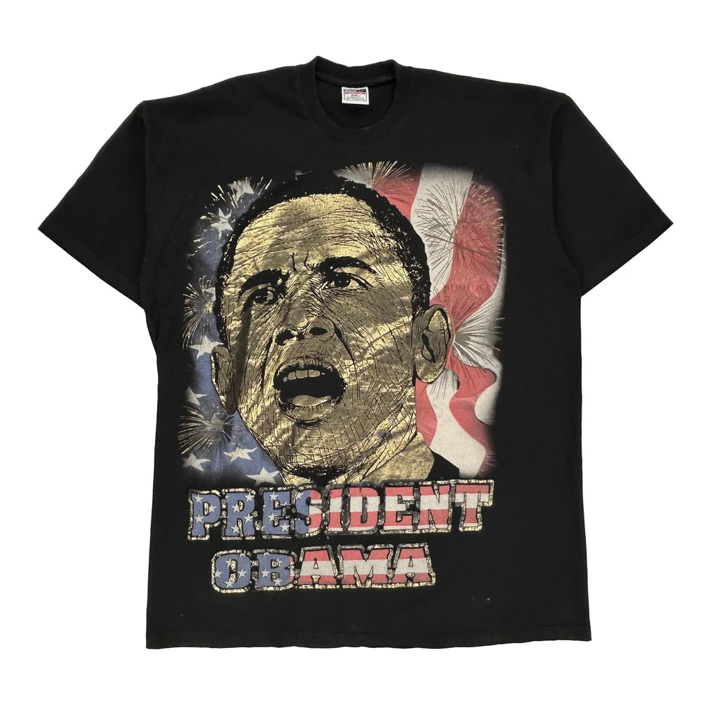 President Obama Club 21 Graphic T-Shirt - 3XL Black Cotton Refurbished - Thrifted (note: this is a term often used to describe second- refurbished available on Cerqular