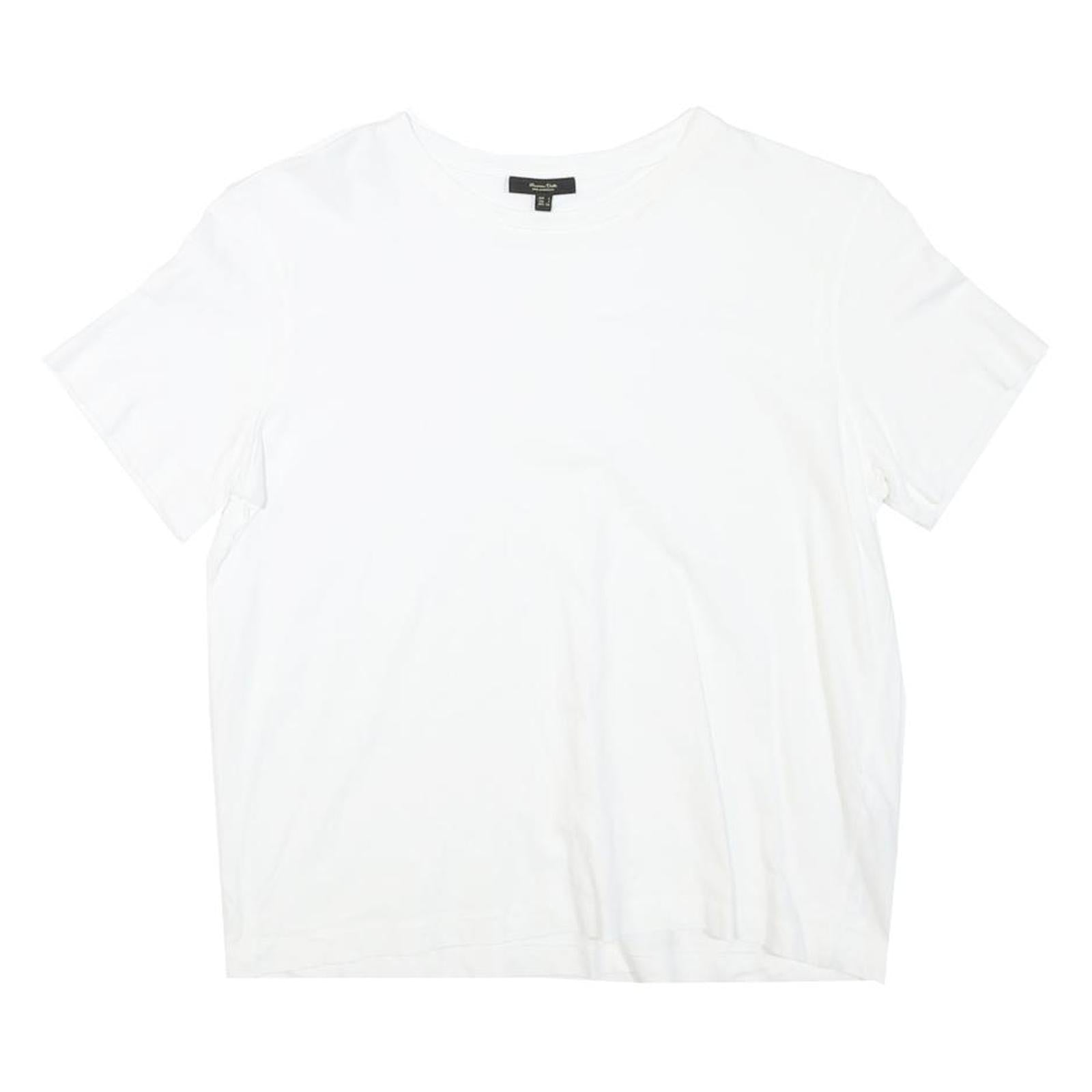 MASSIMO DUTTI Womens White T-Shirt S Short Sleeve Round Neck Plain Cotton Blend Refurbished - N/A refurbished available on Cerqular