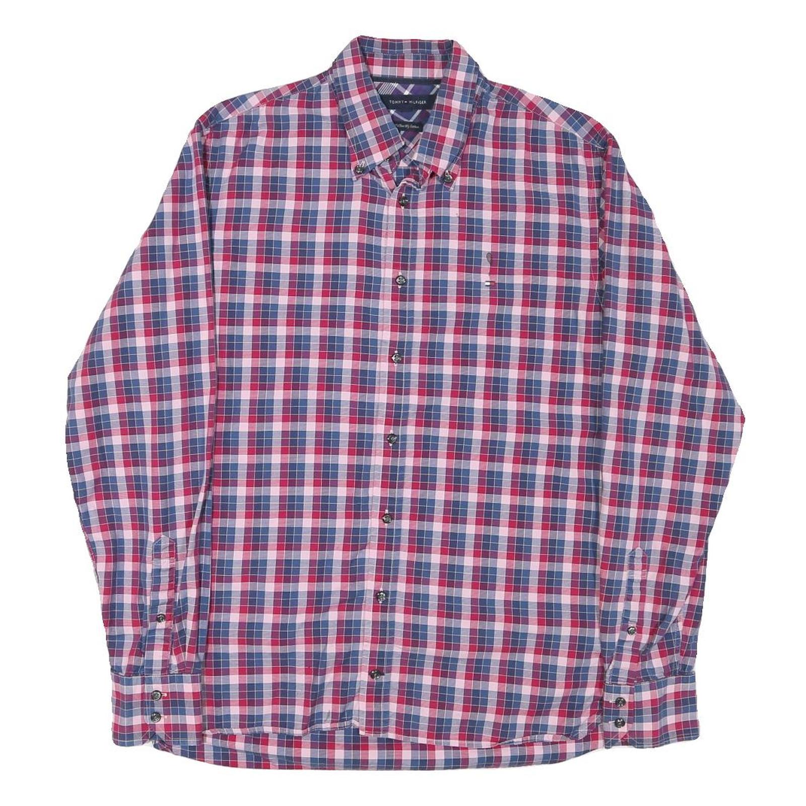 Buy TOMMY HILFIGER Mens Red & Blue Check Shirt M Button Down Cotton Blend Casual Refurbished - $35.09 TOMMY HILFIGER Mens Red & Blue Check Shirt M Button Down Cotton Blend Casual Refurbished - N/A refurbished available on Cerqular