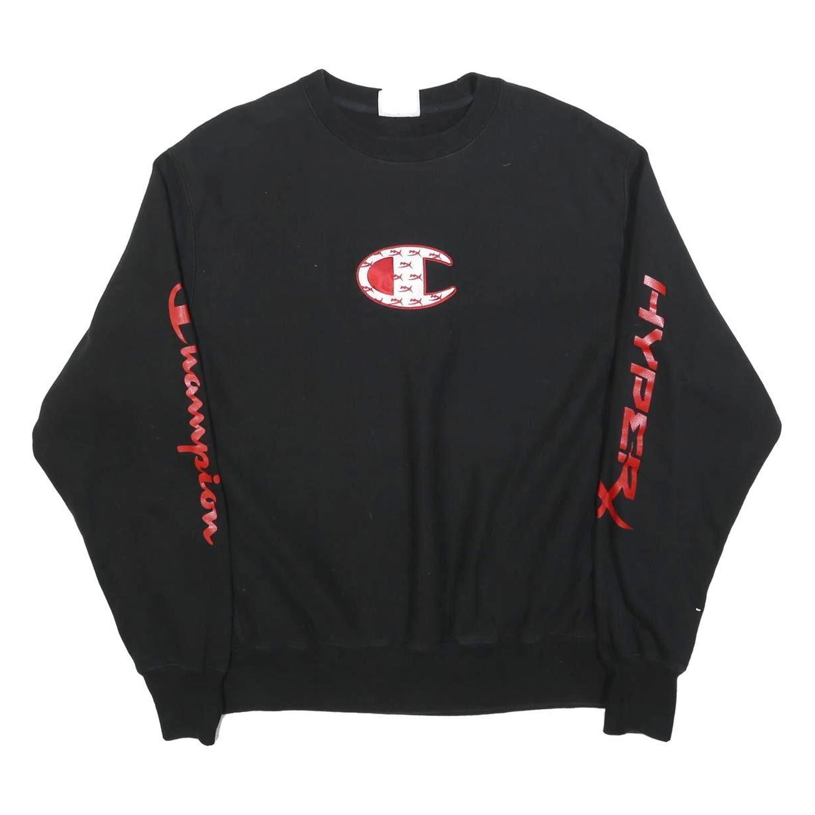 CHAMPION REVERSE WEAVE Mens Black & Red Crew Neck L Gamer Sweatshirt Refurbished - N/A refurbished available on Cerqular