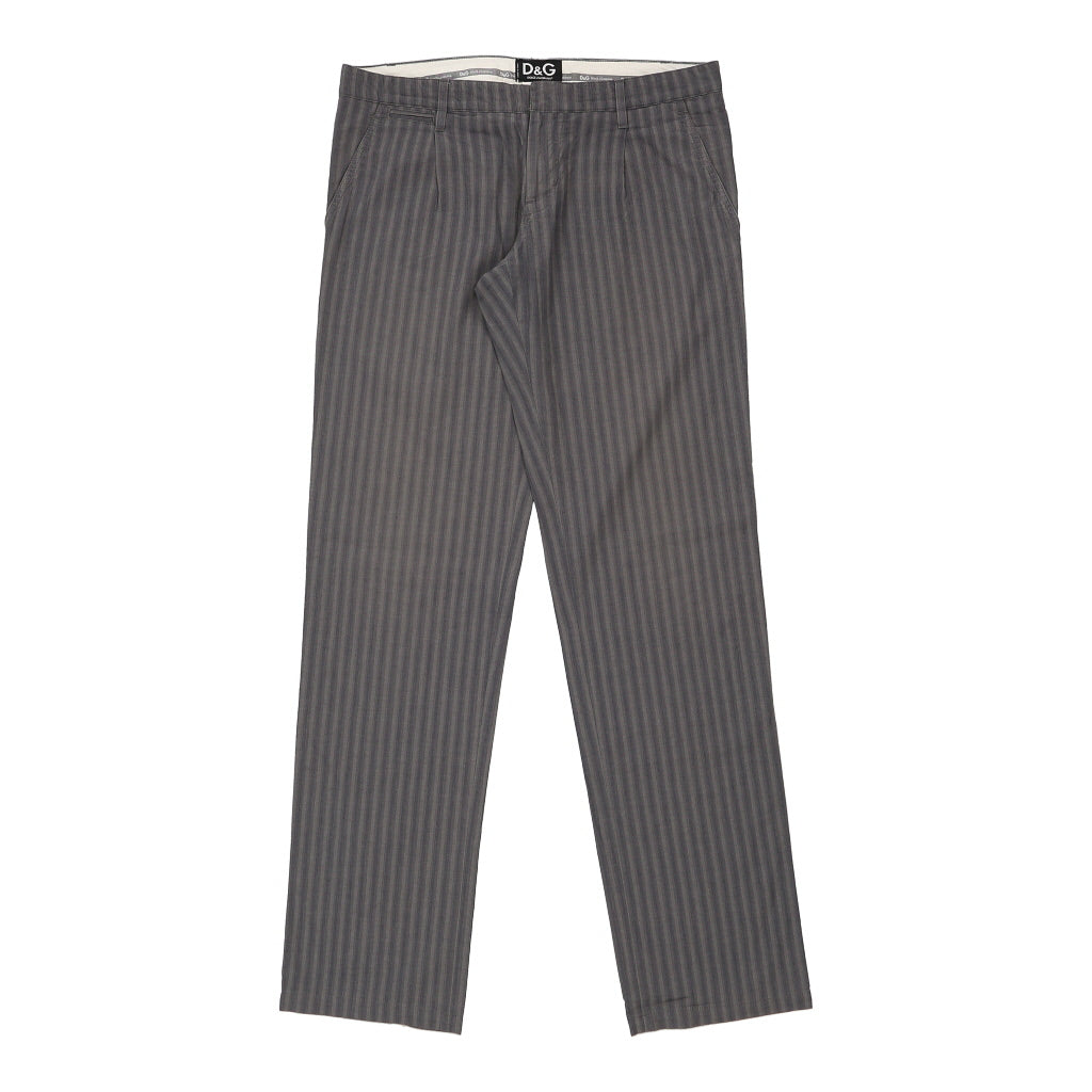 Dolce & Gabbana Striped Trousers - 36W UK 14 Grey Cotton Blend | Size: UK 14 Refurbished - N/A (Preloved Designer is not a specific brand, it refurbished available on Cerqular
