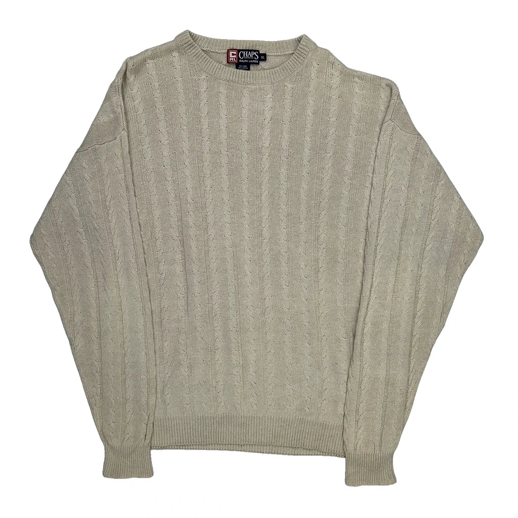 Chaps Ralph Lauren Jumper - XL Beige Linen Blend Refurbished - Thrifted (note: this is a term often used to describe second- refurbished available on Cerqular