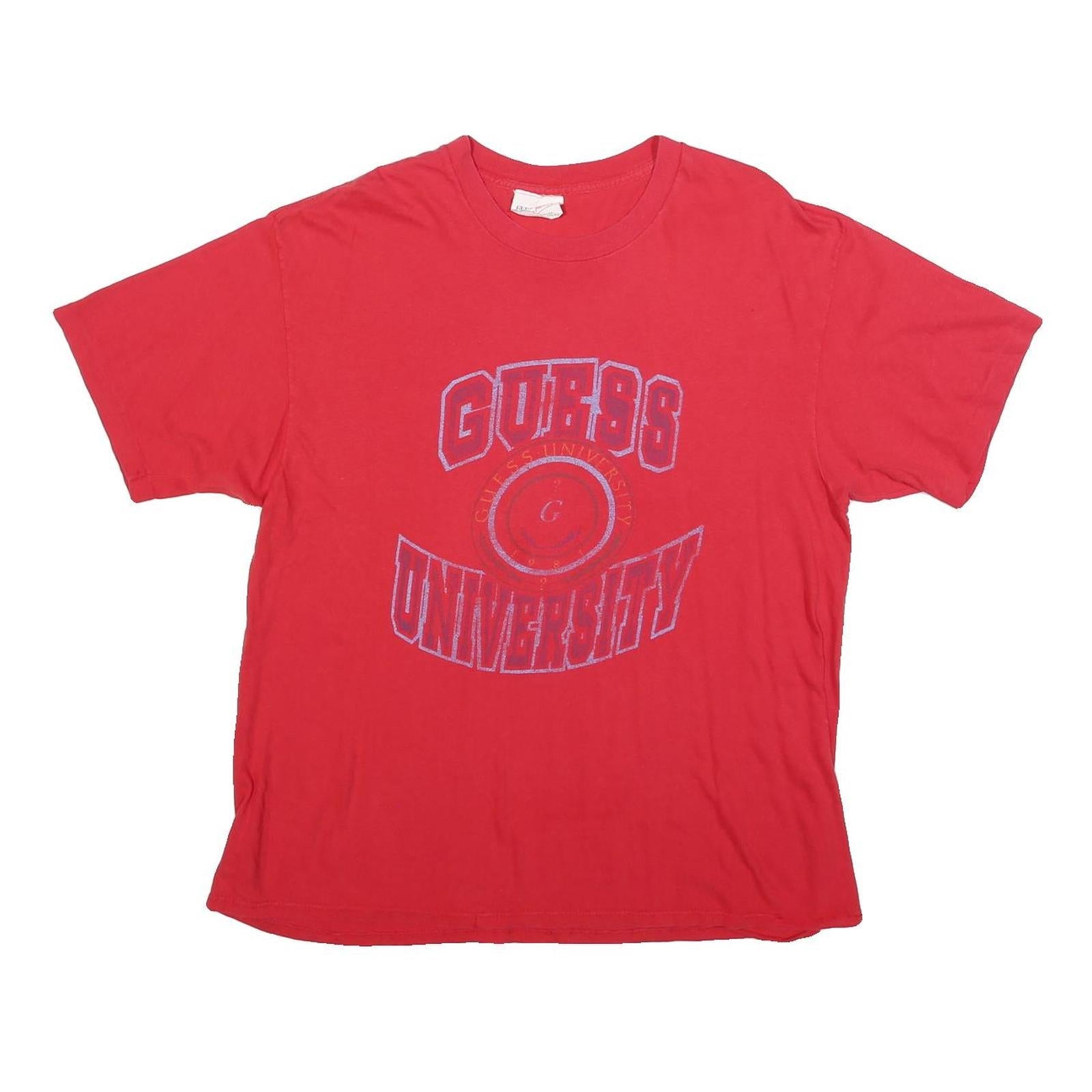 GUESS Womens Red Cotton Blend Graphic T-Shirt One Size Short Sleeve Crew Neck Refurbished - N/A refurbished available on Cerqular