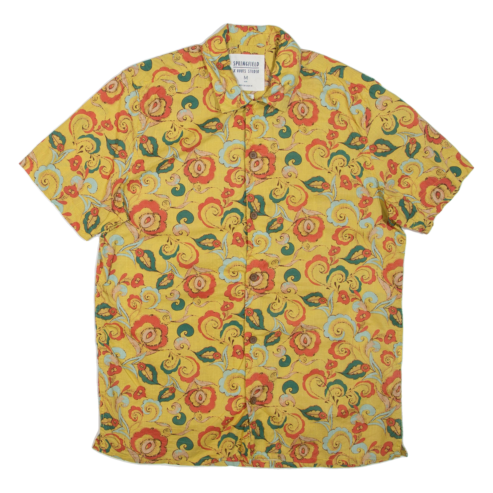 SPRINGFIELD Mens Shirt Yellow Floral M Refurbished - N/A refurbished available on Cerqular