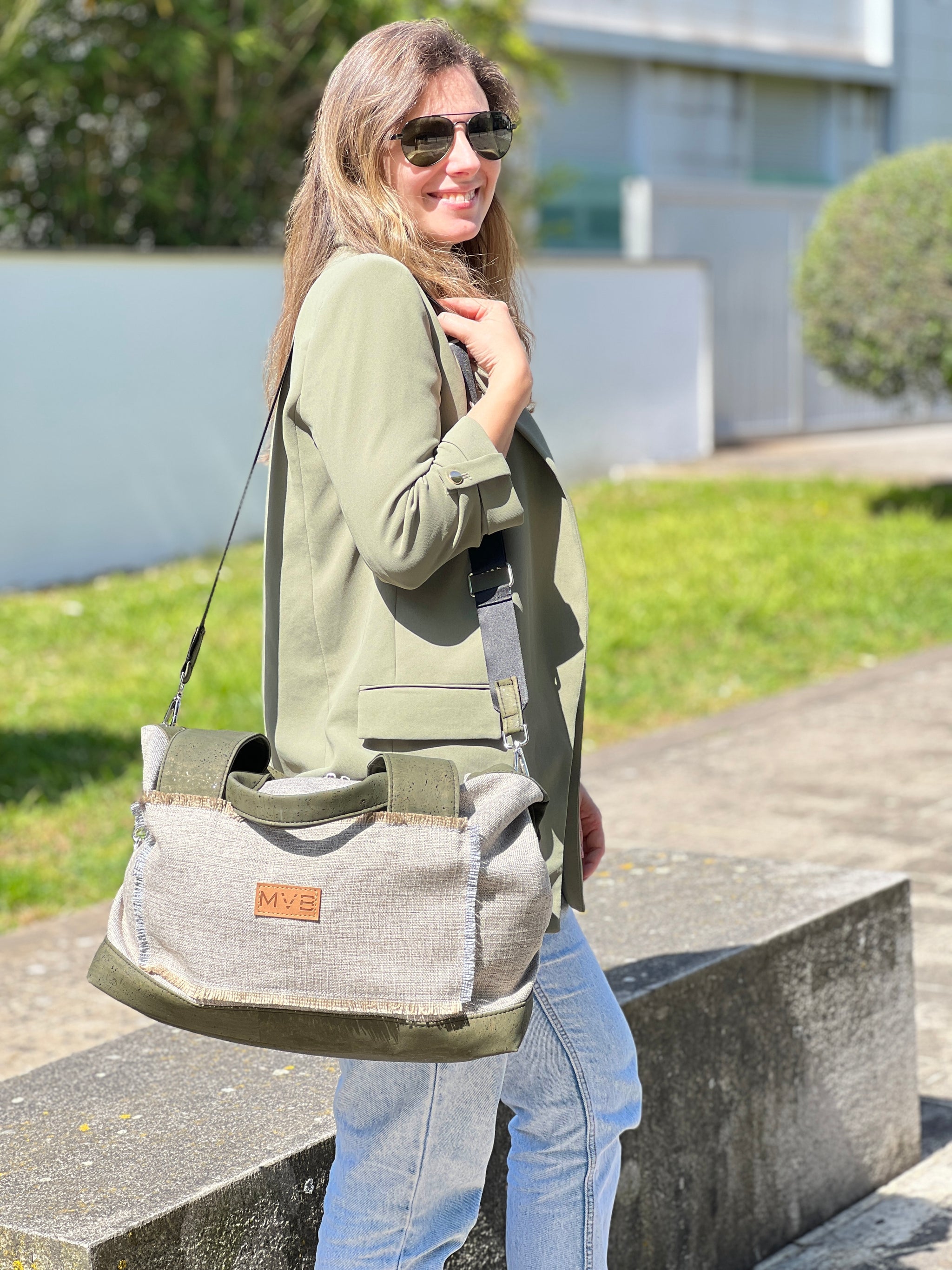 Lady's Weekend Handbag soft earth cork Refurbished - My Vegan Bags refurbished available on Cerqular