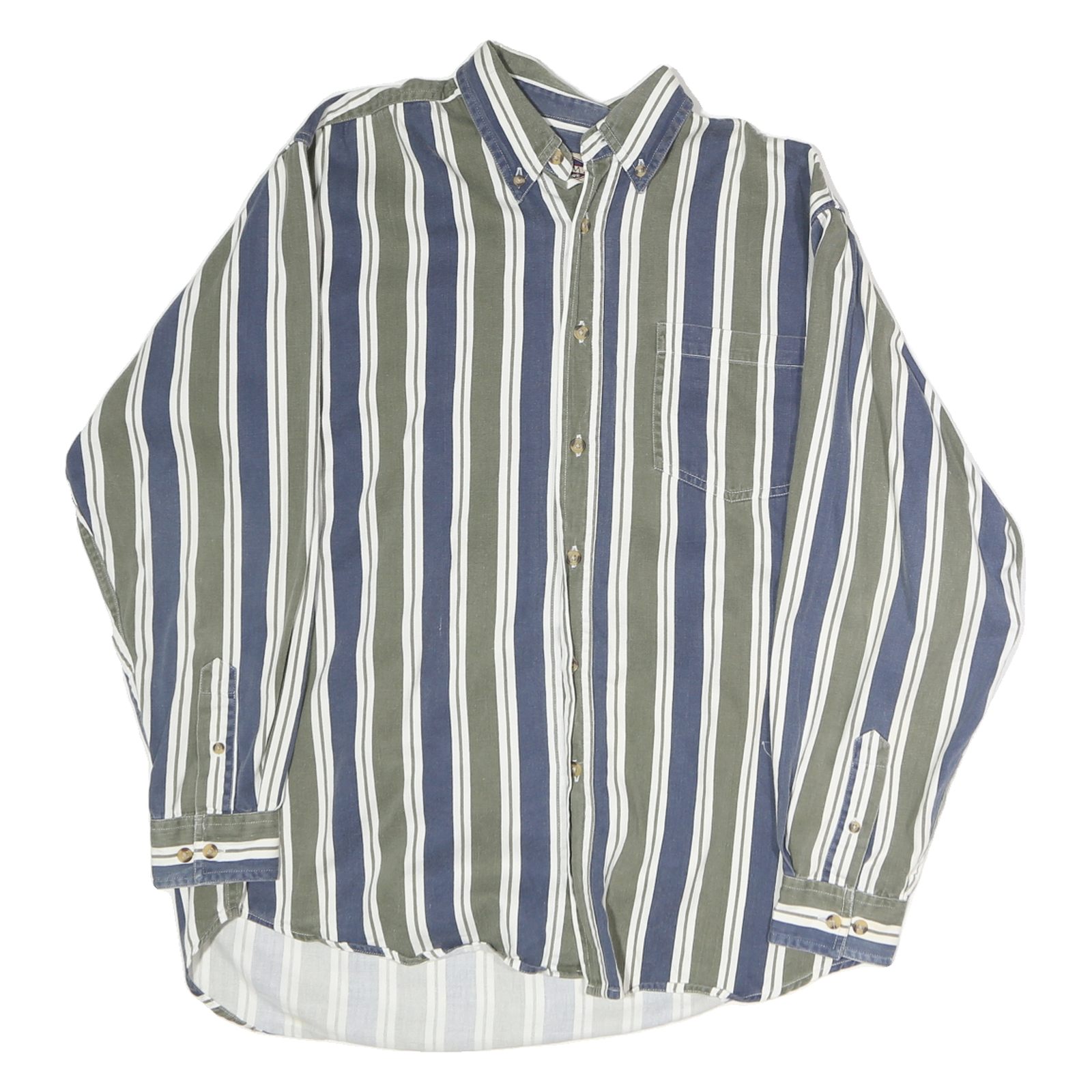 SONOMA Mens Blue & Green Striped Button Down Shirt XL Casual Cotton Classic Refurbished - N/A refurbished available on Cerqular