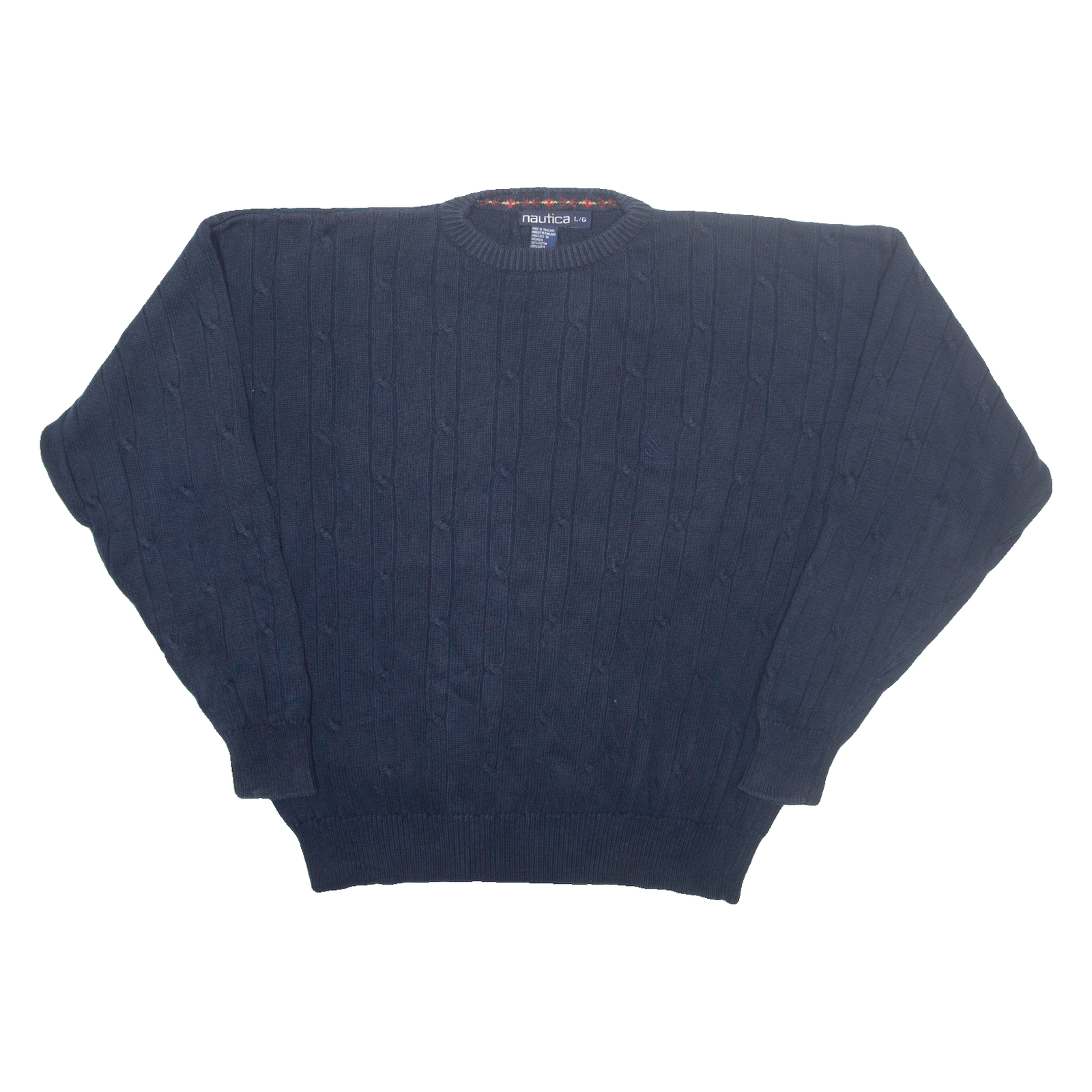 NAUTICA Mens Jumper Blue Cable Knit L Refurbished - N/A refurbished available on Cerqular