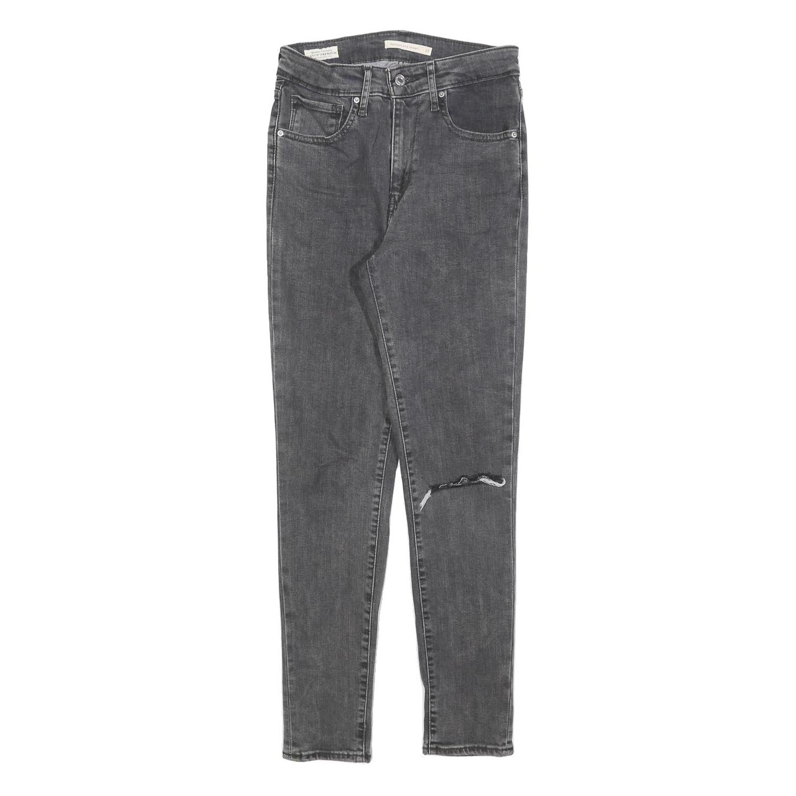 LEVI'S 721 Womens Jeans Black Slim Skinny Denim Medium W27 L28 Ripped Knee Refurbished - N/A refurbished available on Cerqular