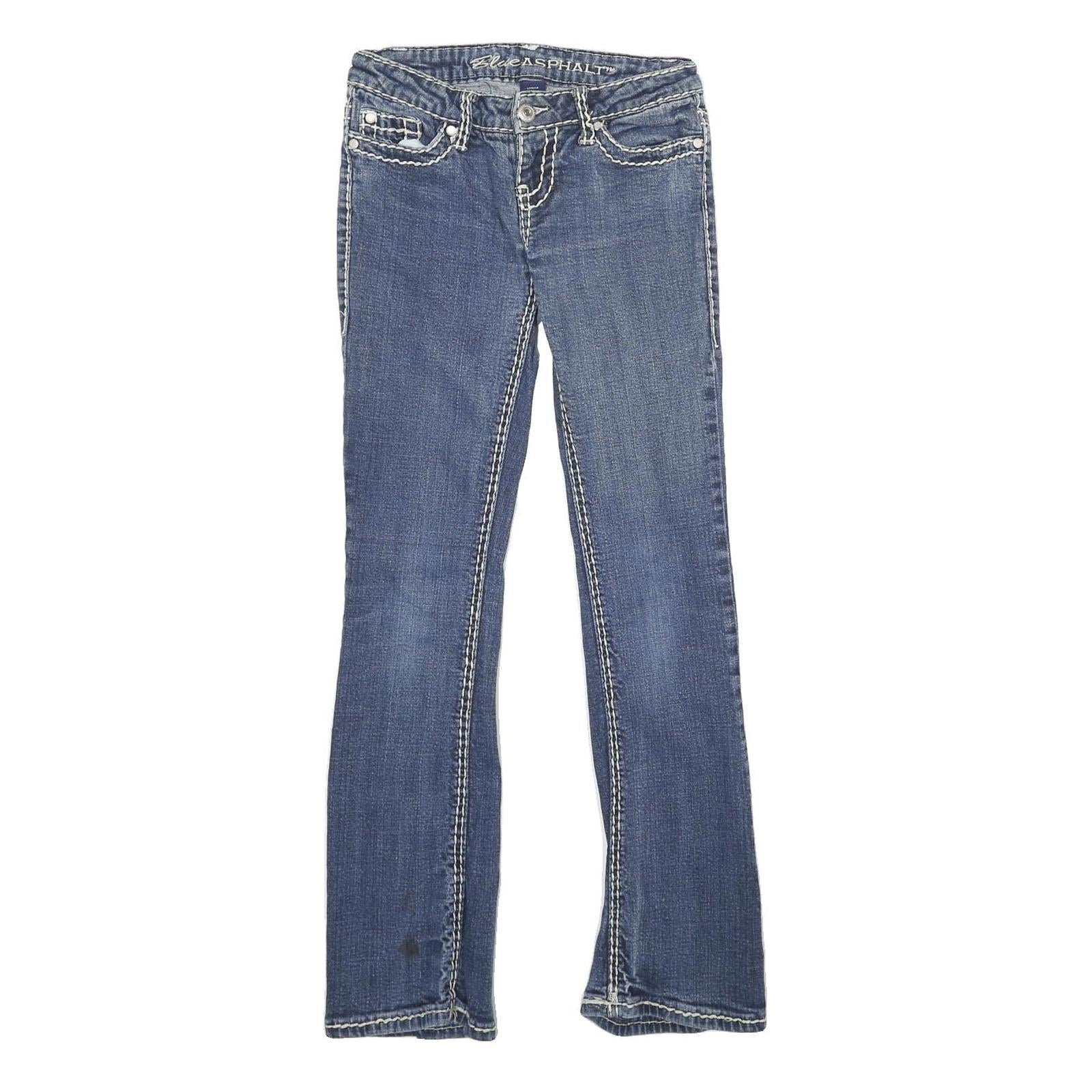 BLUE ASPHALT Womens Jeans Blue Regular Straight Denim Medium W24 L30 Stylish Refurbished - N/A refurbished available on Cerqular