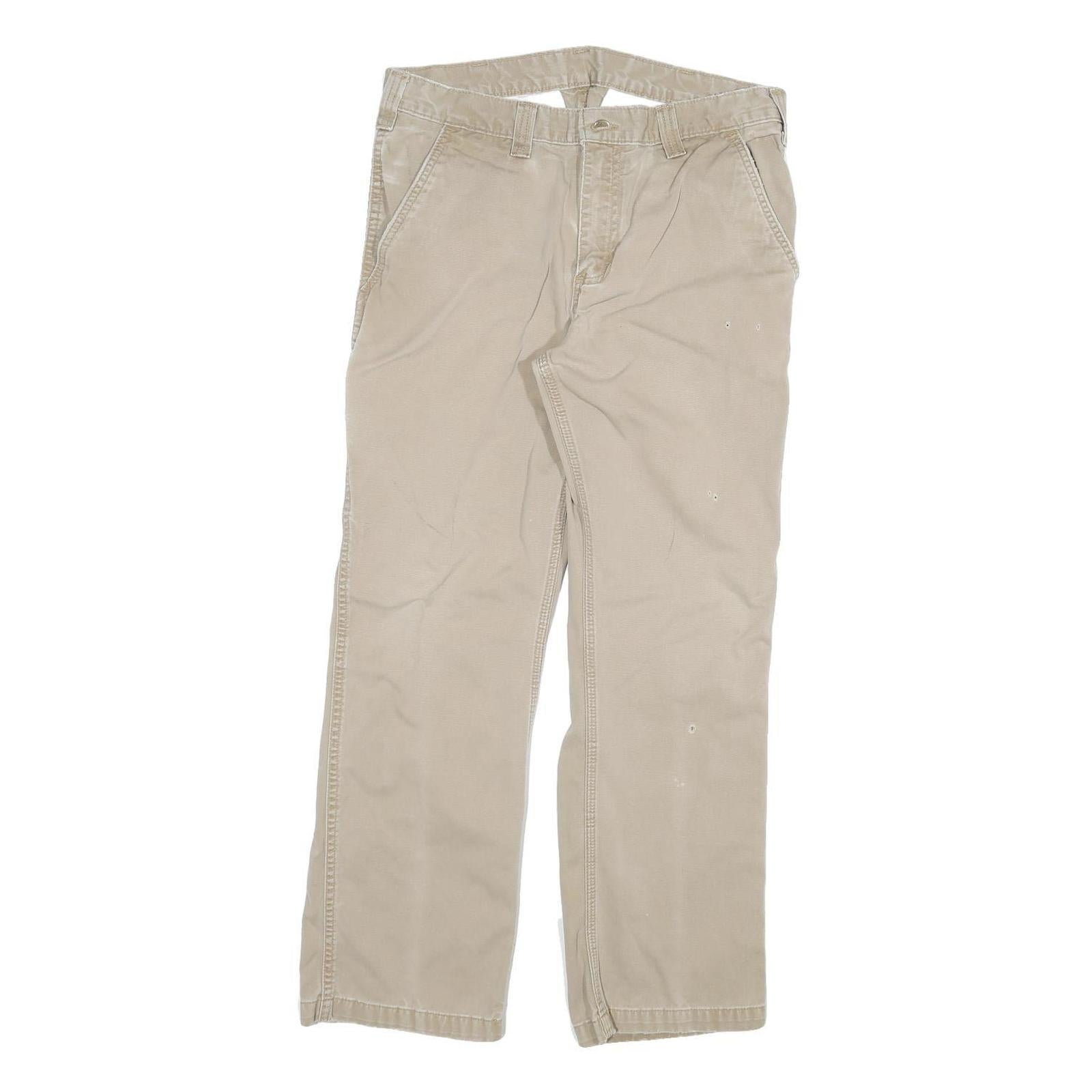 CARHARTT Mens Regular Beige Cotton Blend Zip Trousers W32 L27 Casual Workwear Refurbished - N/A refurbished available on Cerqular