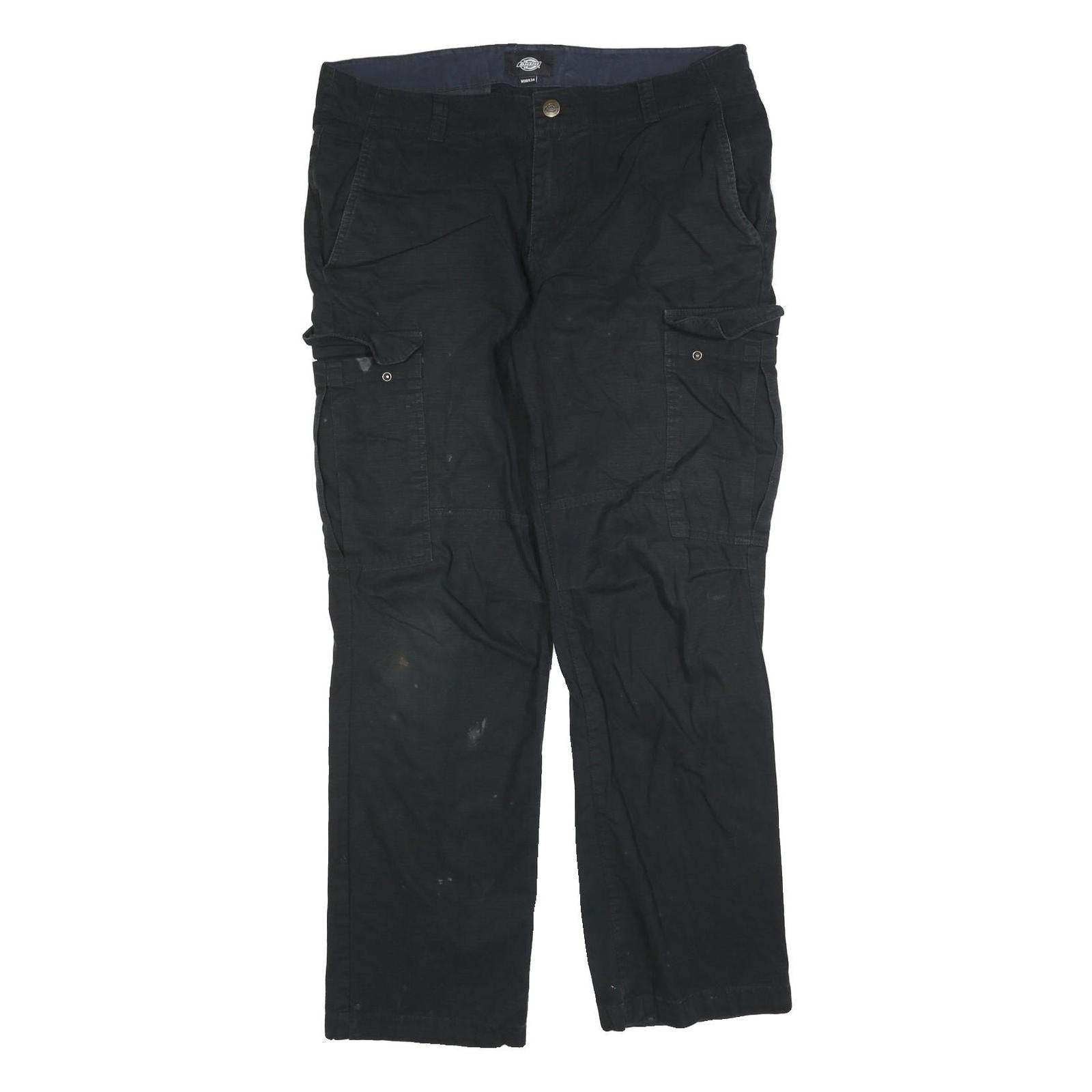 DICKIES Mens Cotton Blend Black Regular Cargo Trousers W38 L34 Workwear Zip Refurbished - N/A refurbished available on Cerqular