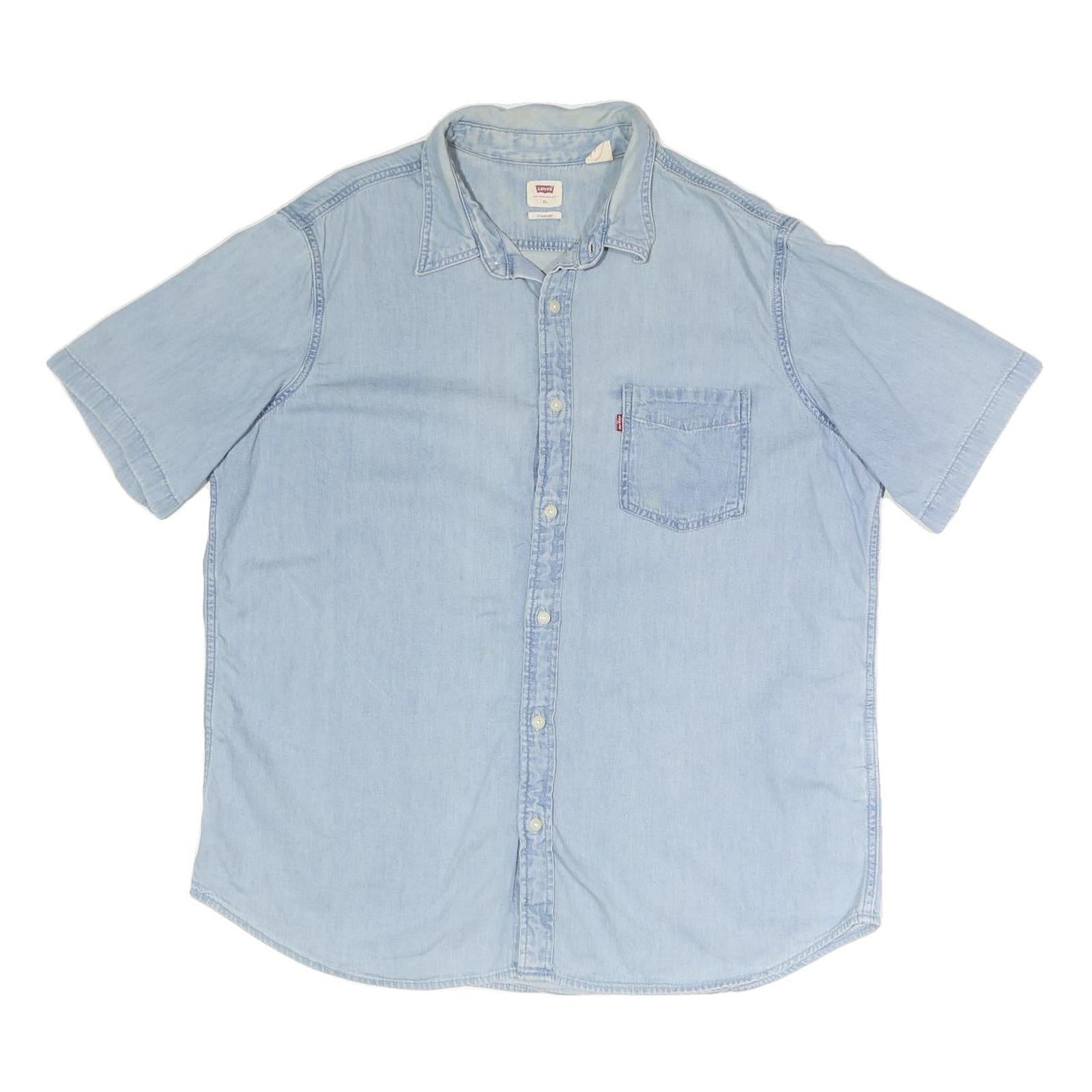 LEVI'S Mens Blue Light Wash Denim Short Sleeve Shirt XL Casual Cotton Blend Refurbished - N/A refurbished available on Cerqular