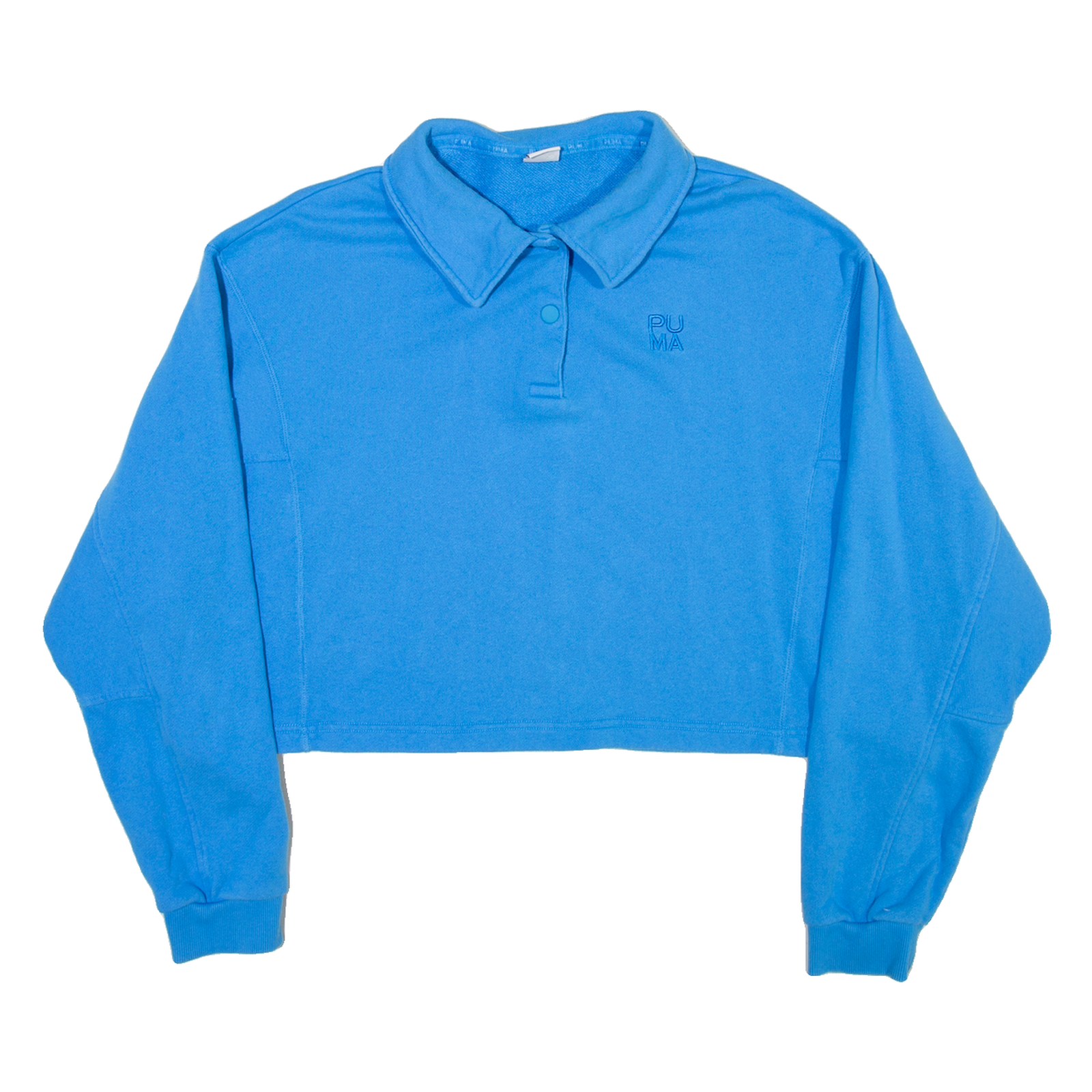 PUMA Cropped Womens Sweatshirt Blue Collared L Refurbished - N/A refurbished available on Cerqular