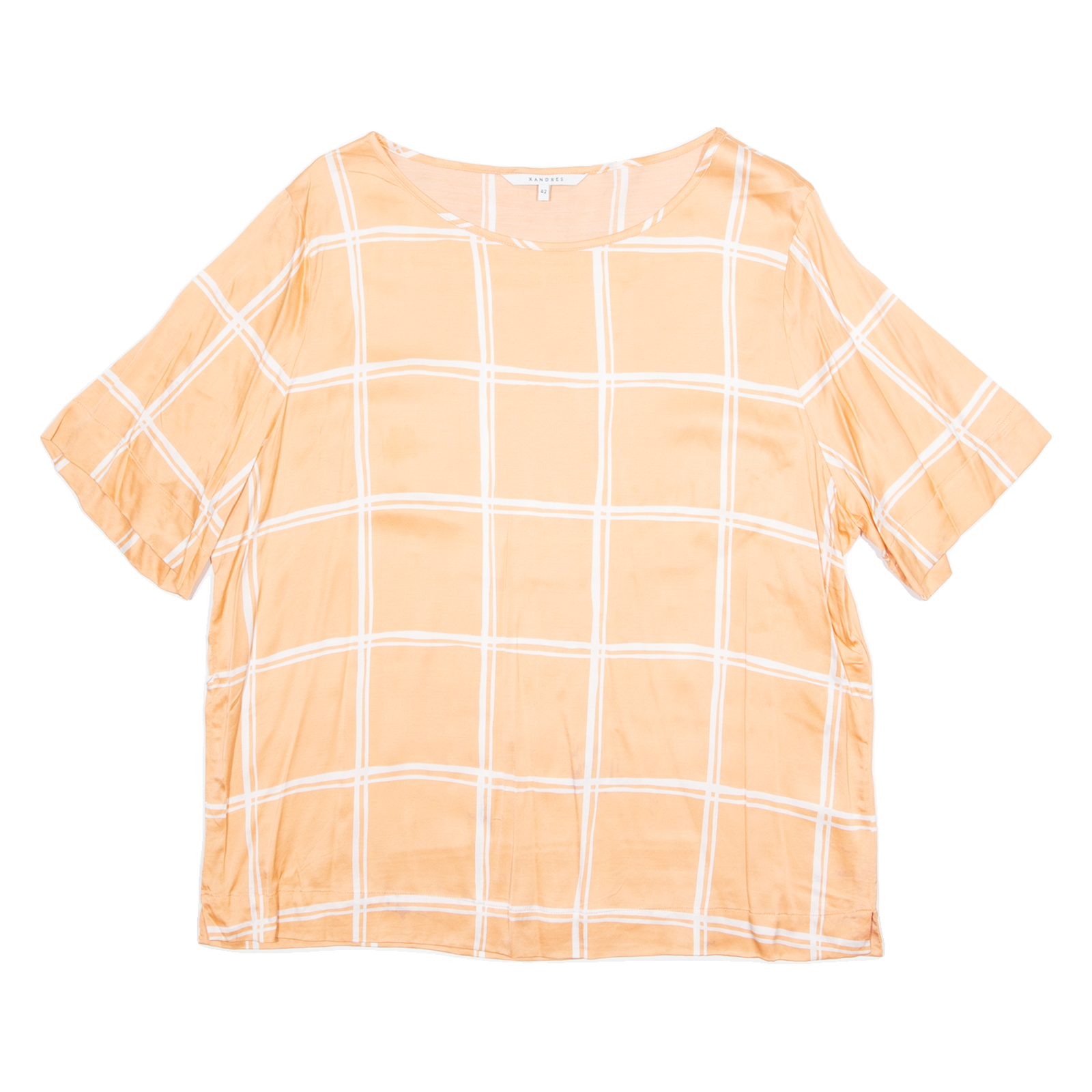 XANDRES Womens Top Orange Check M Refurbished - N/A refurbished available on Cerqular