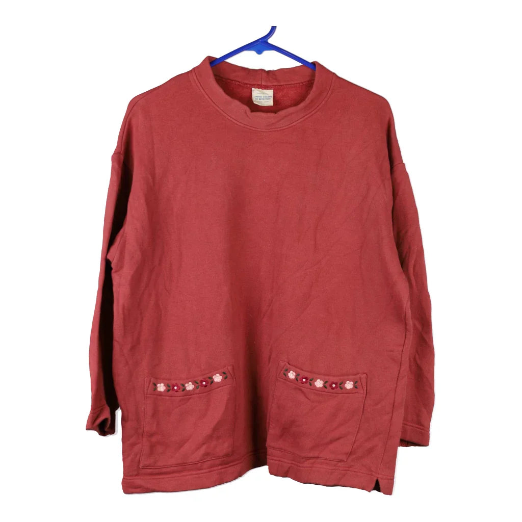 Unbranded Oversized Sweatshirt - Small Burgundy Cotton Refurbished - Thrifted (note: this is a term often used to describe second- refurbished available on Cerqular