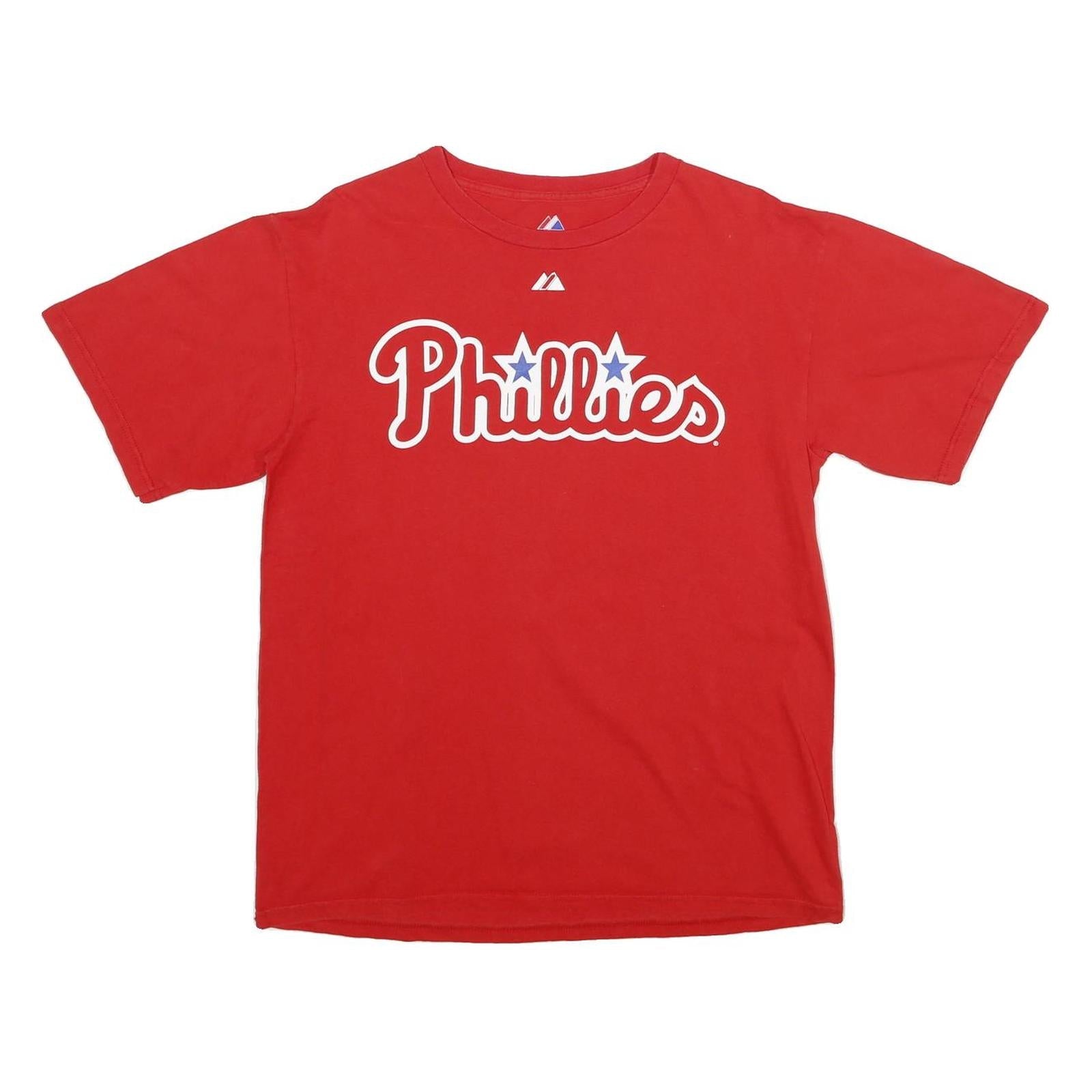 Buy MAJESTIC Mens Red Phillies Graphic T-Shirt M Short Sleeve Crew Neck Printable Refurbished - $19.49 MAJESTIC Mens Red Phillies Graphic T-Shirt M Short Sleeve Crew Neck Printable Refurbished - N/A refurbished available on Cerqular