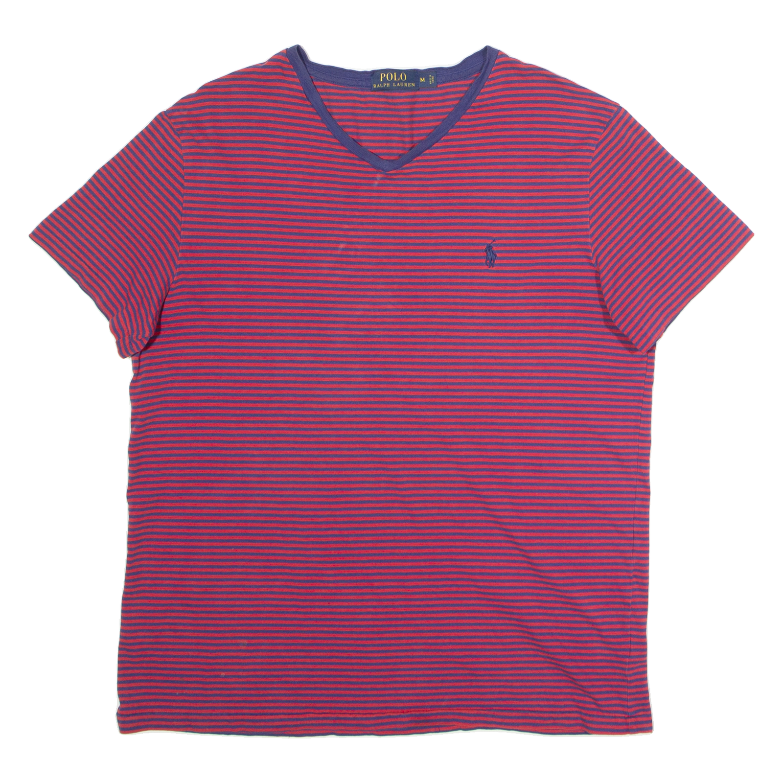 POLO RALPH LAUREN Striped Mens T-Shirt Red V-Neck M Refurbished - N/A refurbished available on Cerqular