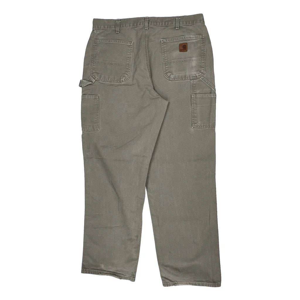 Carhartt Carpenter Trousers - 36W 34L Beige Cotton Refurbished - Thrifted (note: this is a term often used to describe second- refurbished available on Cerqular