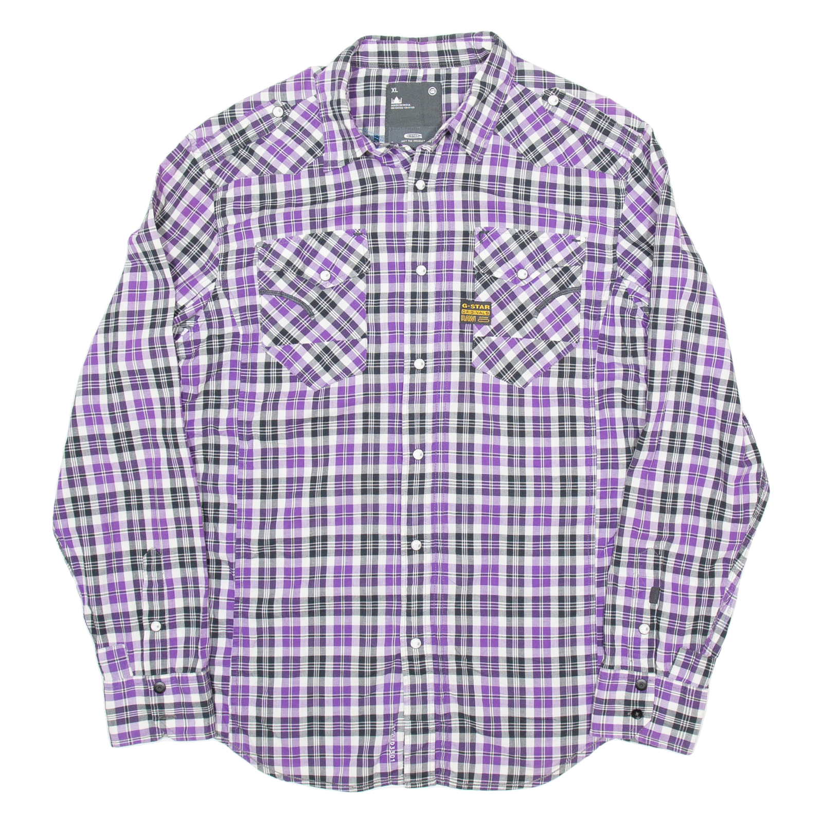 G-STAR Mens Shirt Purple Check Long Sleeve XL Refurbished - N/A refurbished available on Cerqular