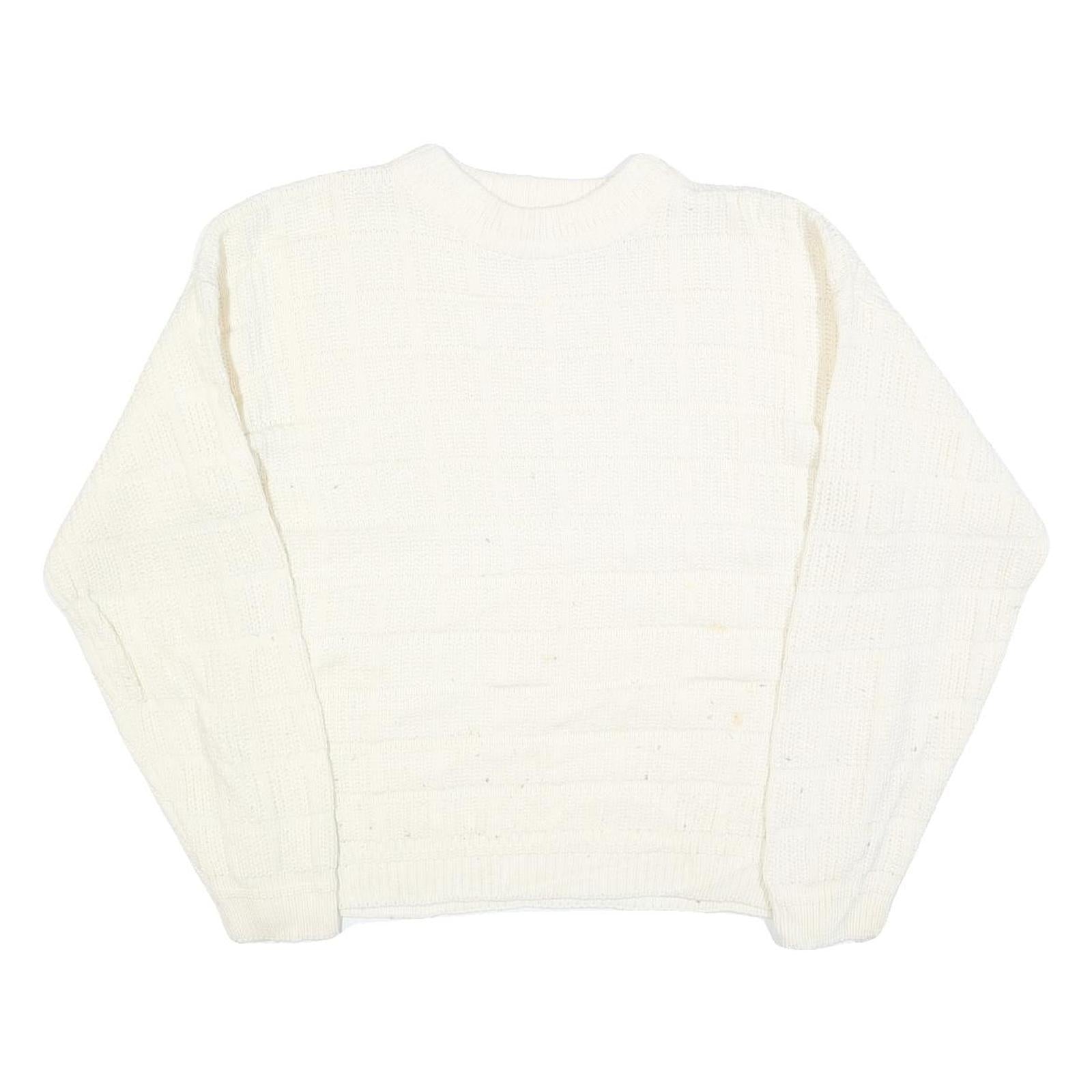 FUNCTIONALS Womens White Plain Jumper Crew Neck Basic Knit M Acrylic Warm Refurbished - N/A refurbished available on Cerqular