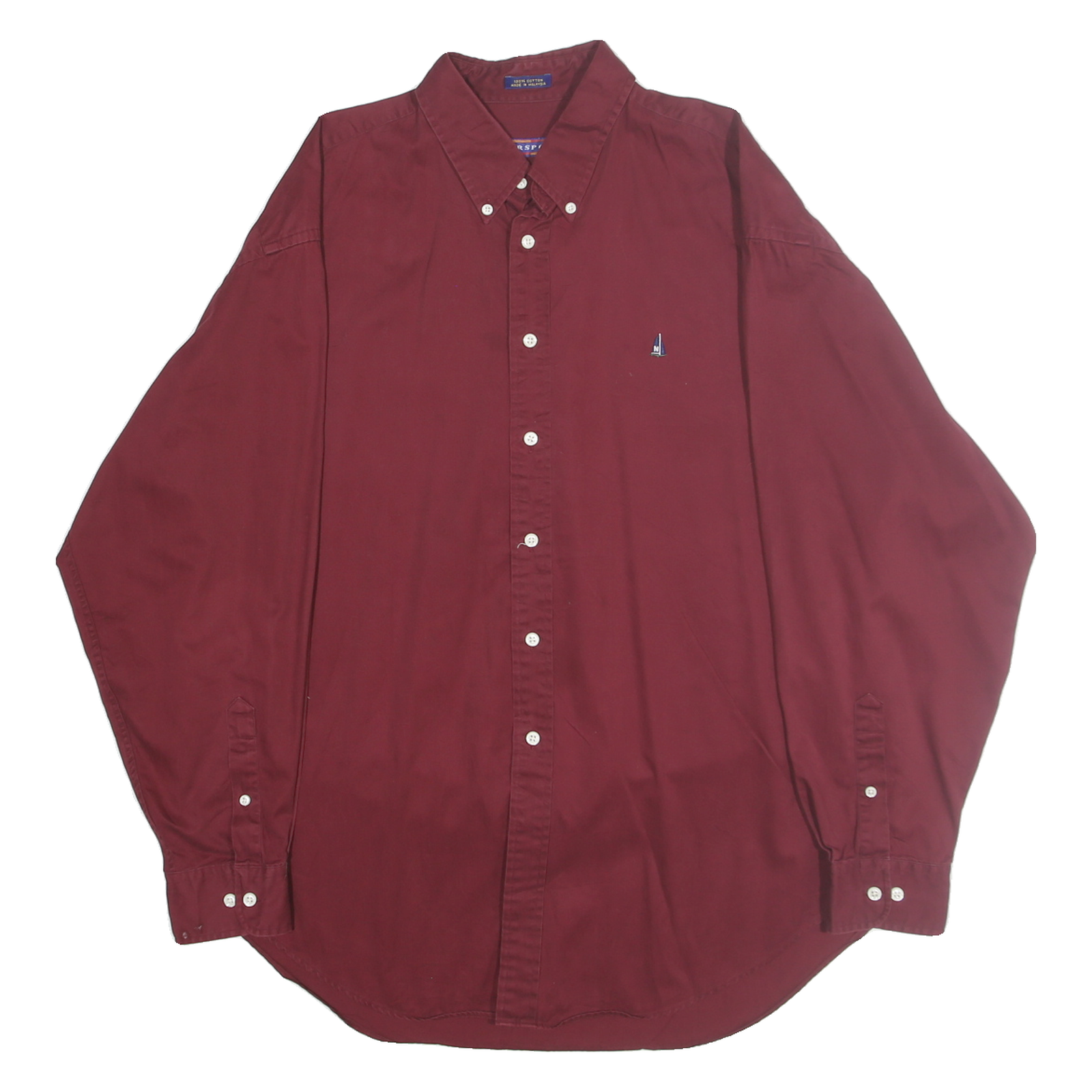 NORSPORT Mens Maroon L Cotton Button-Down Casual Shirt Refurbished - N/A refurbished available on Cerqular