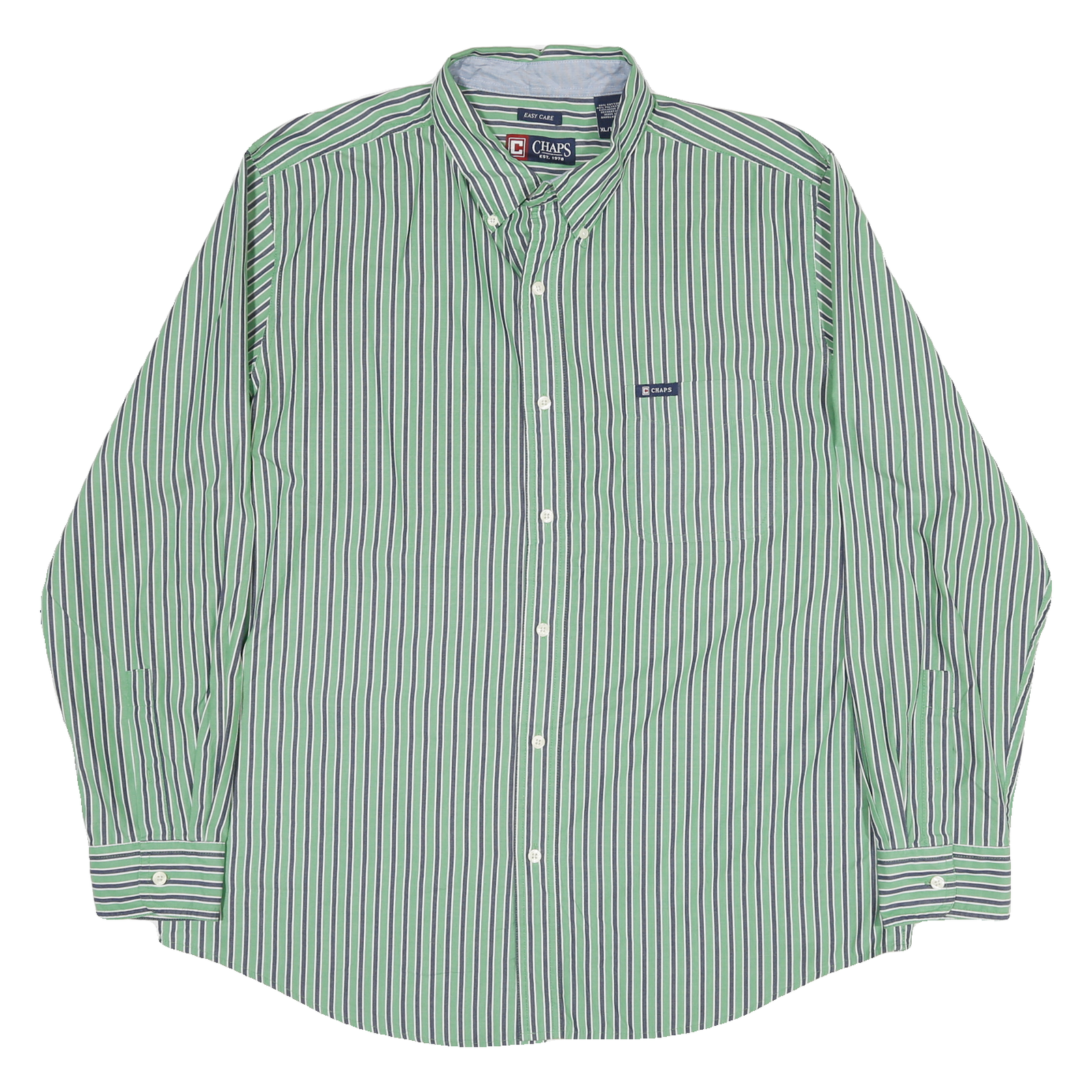 CHAPS Mens Green & White Stripe Shirt XL Button Down Classic Fit Casual Refurbished - N/A refurbished available on Cerqular