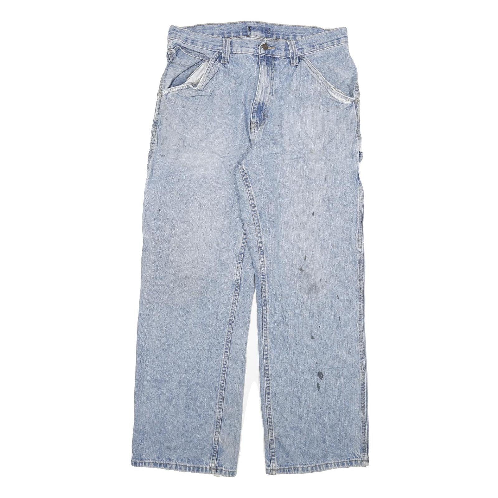 DICKIES Mens Regular Fit Light Blue Denim Jeans W32 L29 Carpenter Style Zip Refurbished - N/A refurbished available on Cerqular