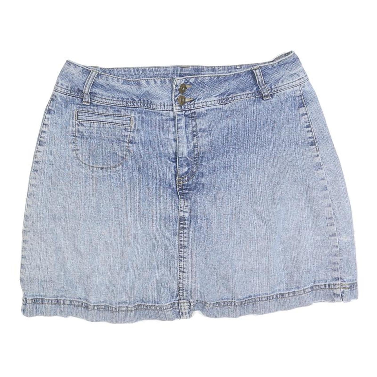 ST JOHNS BAY Womens Blue Denim Mini Cotton Blend Skirt M Casual Pocketed Refurbished - N/A refurbished available on Cerqular