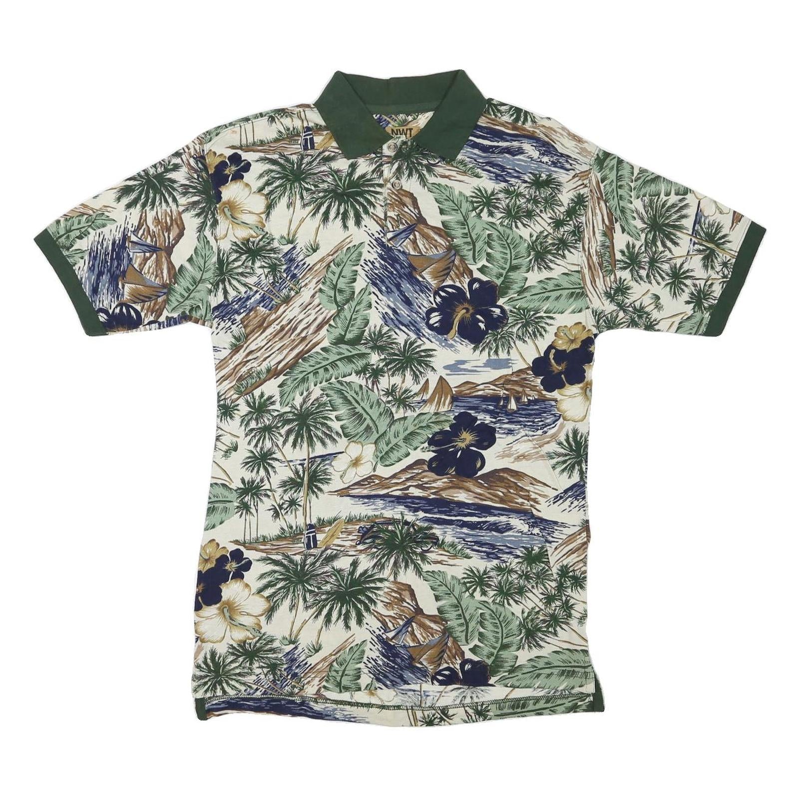 Buy NWT Womens Green & Beige Tropical Floral Short Sleeve Polo Shirt M Cotton Blend Refurbished - $14.29 NWT Womens Green & Beige Tropical Floral Short Sleeve Polo Shirt M Cotton Blend Refurbished - N/A refurbished available on Cerqular