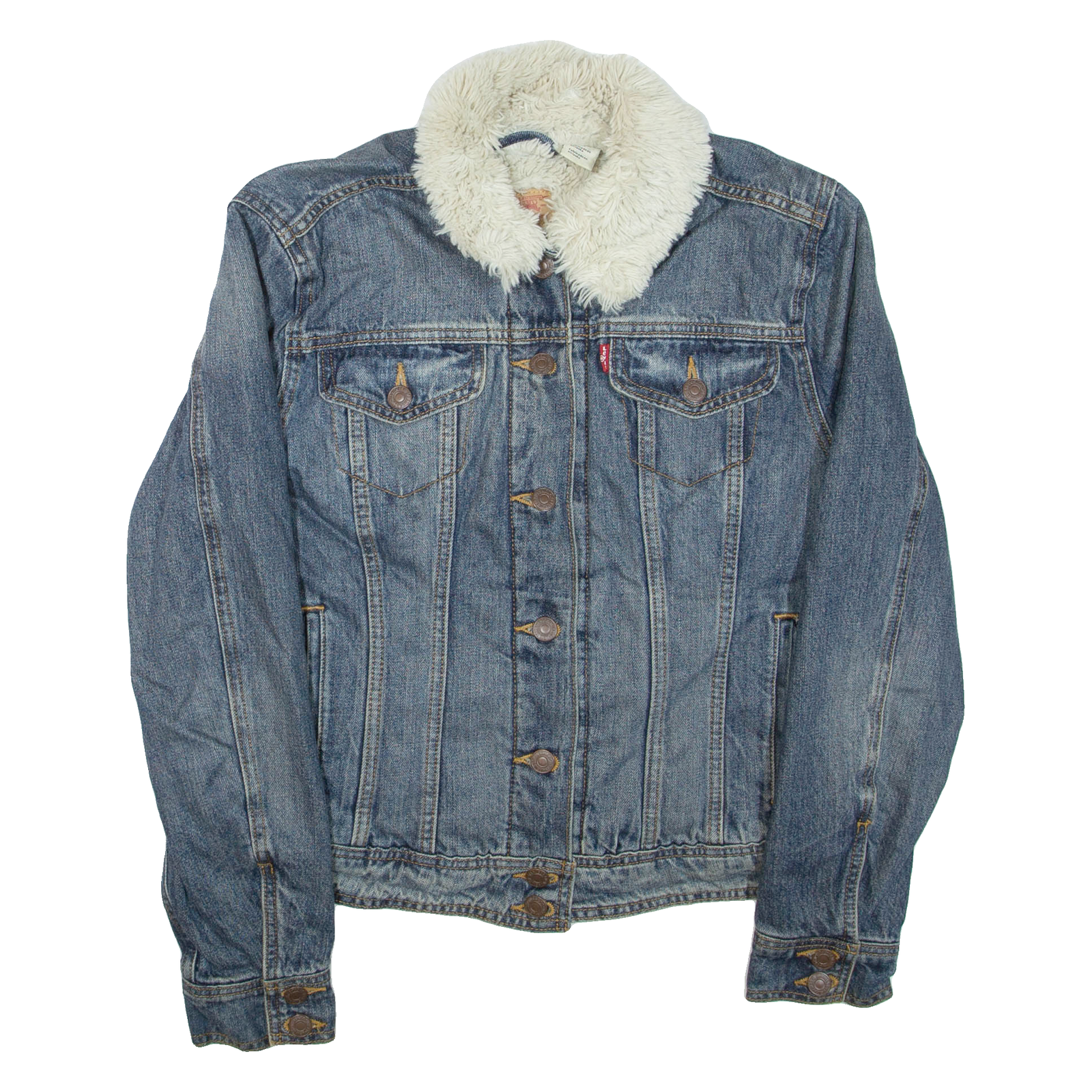 LEVI'S Womens Sherpa Lined Denim Jacket Blue M Refurbished - N/A refurbished available on Cerqular