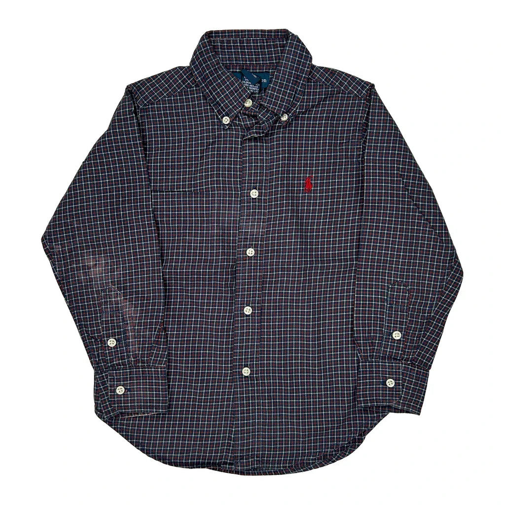 Age 4 Ralph Lauren Checked Shirt - 2XS Blue Cotton Refurbished - Thrifted (note: this is a term often used to describe second- refurbished available on Cerqular