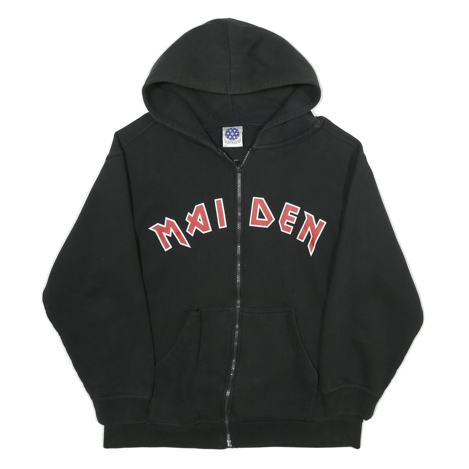 STARWORLD Mens Black Zip Hoodie L Eddie Rips Up Europe Summer 05 Graphic Print Refurbished - N/A refurbished available on Cerqular