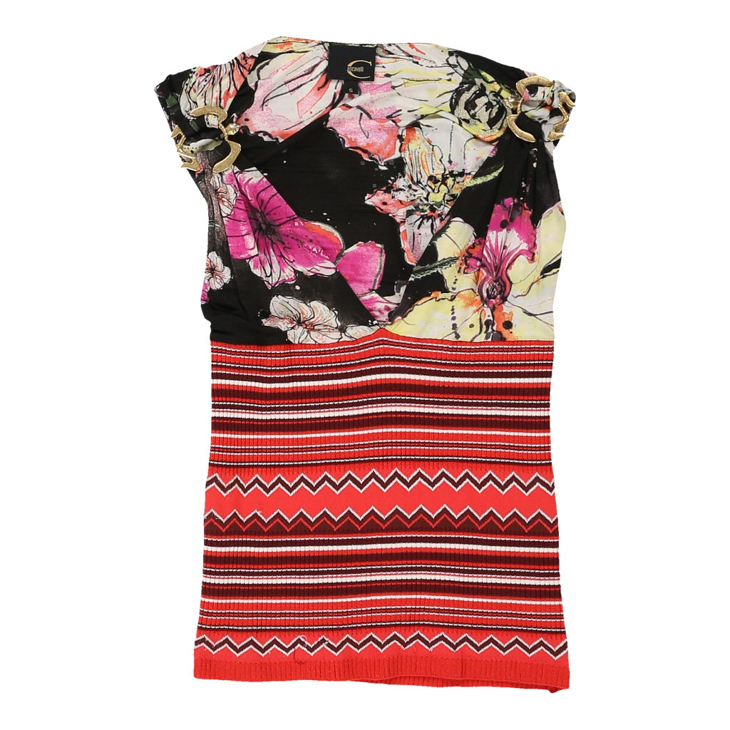 Just Cavalli Floral Top - Small Red Cotton | Size: small Refurbished - N/A (Preloved Designer is not a specific brand, it refurbished available on Cerqular