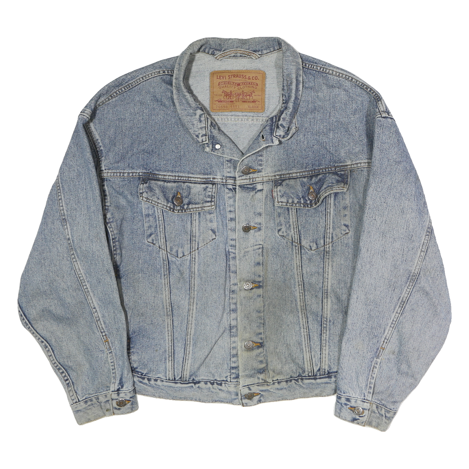 LEVI'S Mens Blue Denim Jacket XL Cotton Classic Button Closure Casual Refurbished - N/A refurbished available on Cerqular